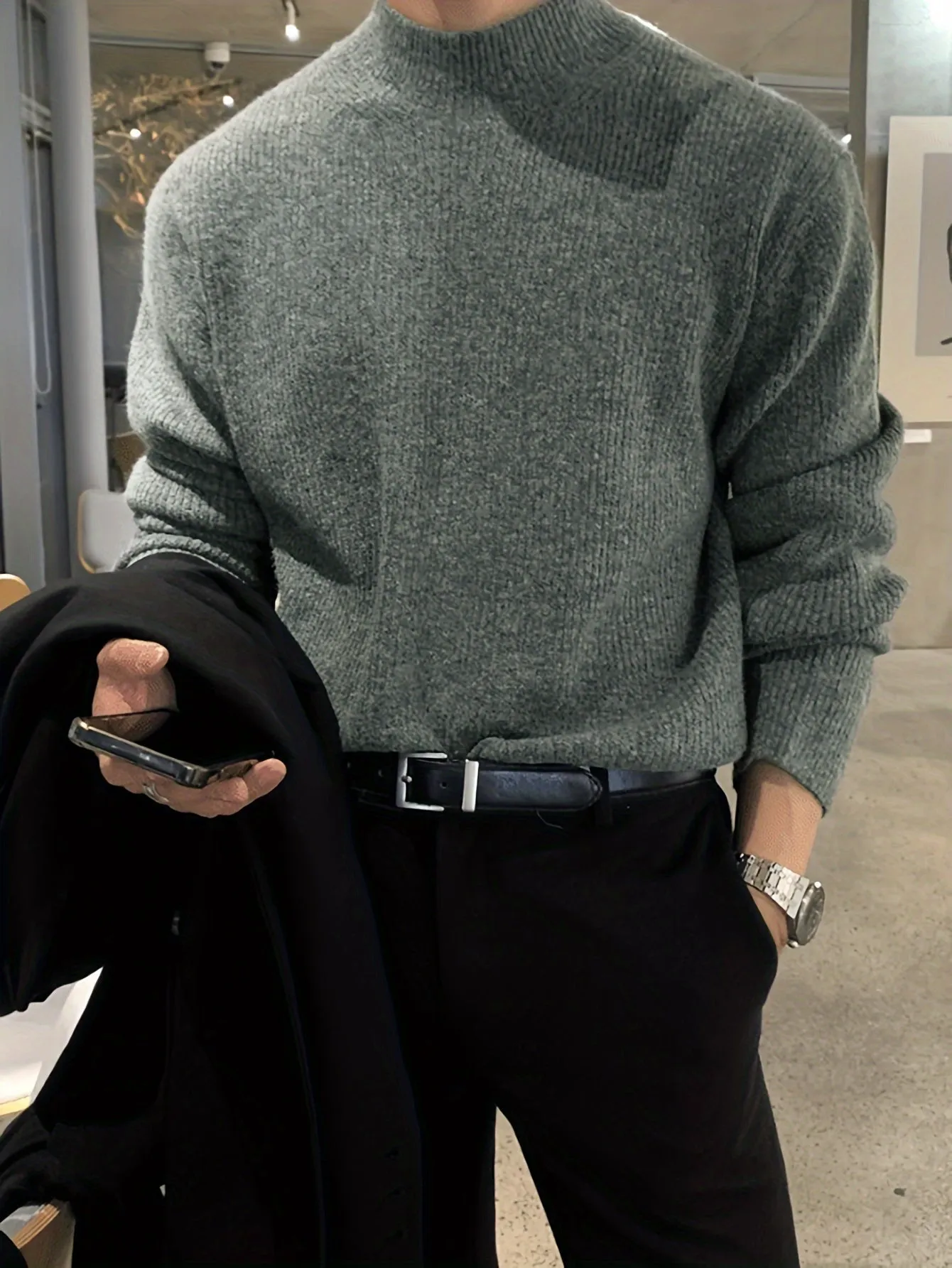 LEVORIN | Solid Knitted Turtleneck Mens Sweater