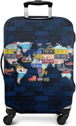 License Plate Map Travel Luggage Cover Fit 29-32 Inch Suitcase Protector, Scratch Resistant, 4 Spinner Wheels, Carrying Handle, Luggage Cover-13