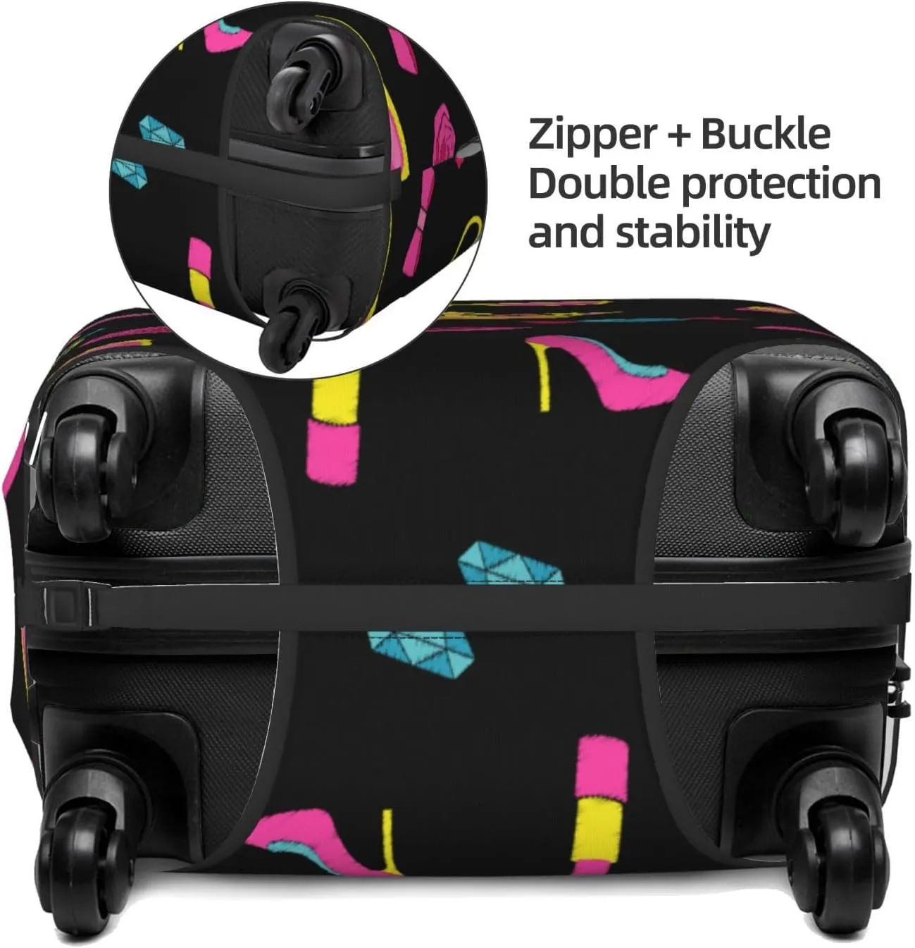 Lipstick Lips Rose Elastic Suitcase Cover Scratch Resistant Luggage Case Travel Luggage Protector for Men Women L 25-28 inch