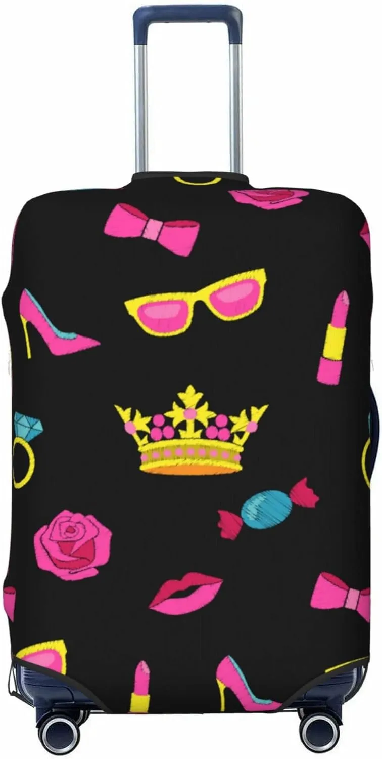 Lipstick Lips Rose Elastic Suitcase Cover Scratch Resistant Luggage Case Travel Luggage Protector for Men Women L 25-28 inch