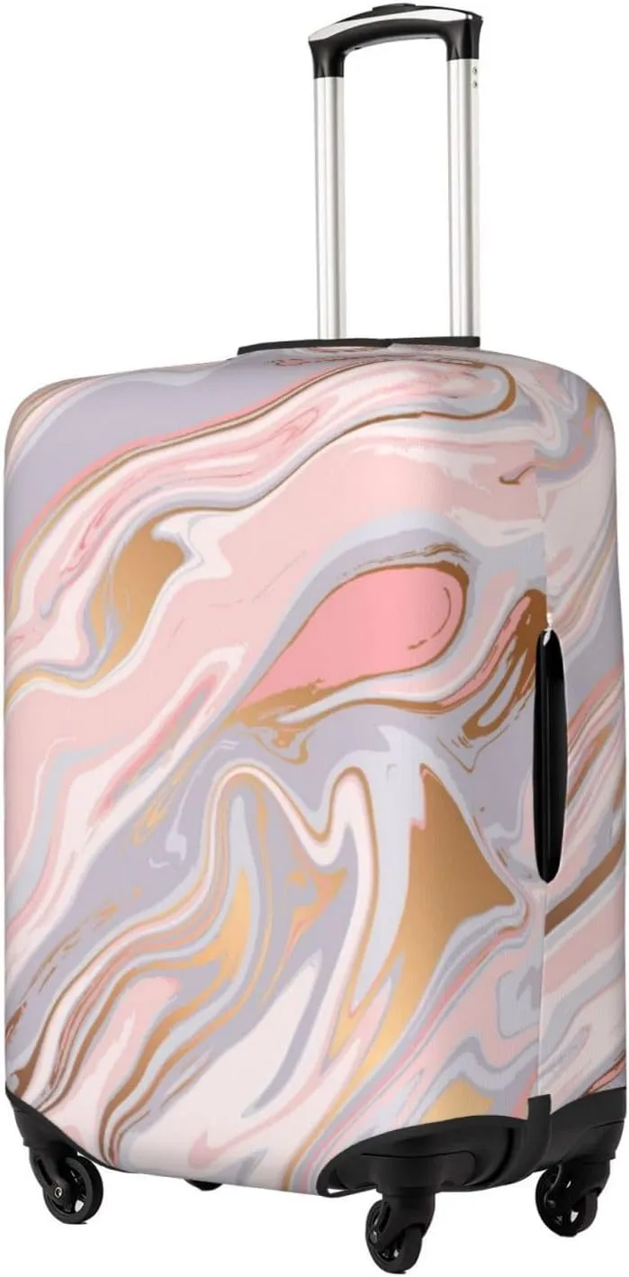 Liquid Marble Texture Luggage Suitcase Covers Elastic Washable Luggage Protector Travel Suitcase Protective Cover For Kid And Adult, L (Fit 25-28 Inch Luggage)