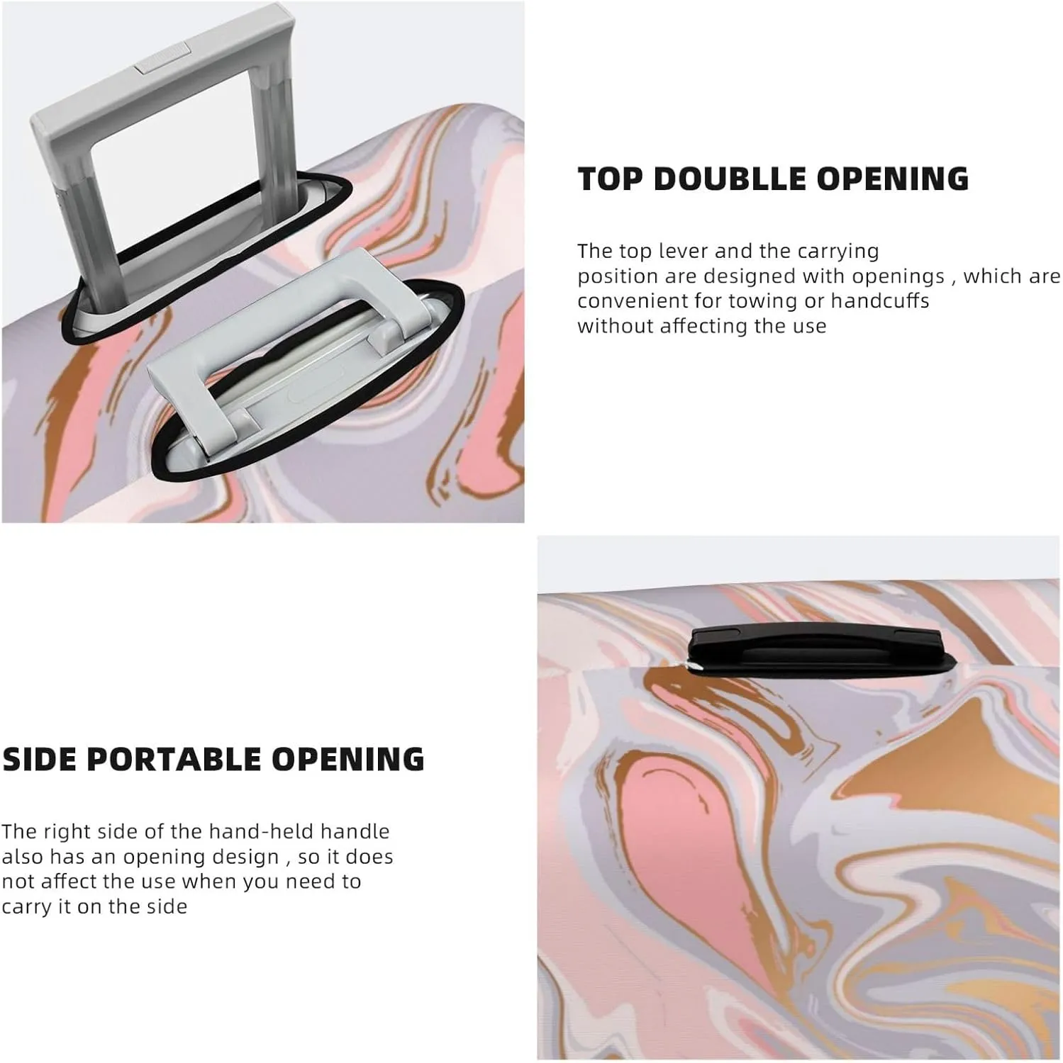 Liquid Marble Texture Luggage Suitcase Covers Elastic Washable Luggage Protector Travel Suitcase Protective Cover For Kid And Adult, L (Fit 25-28 Inch Luggage)