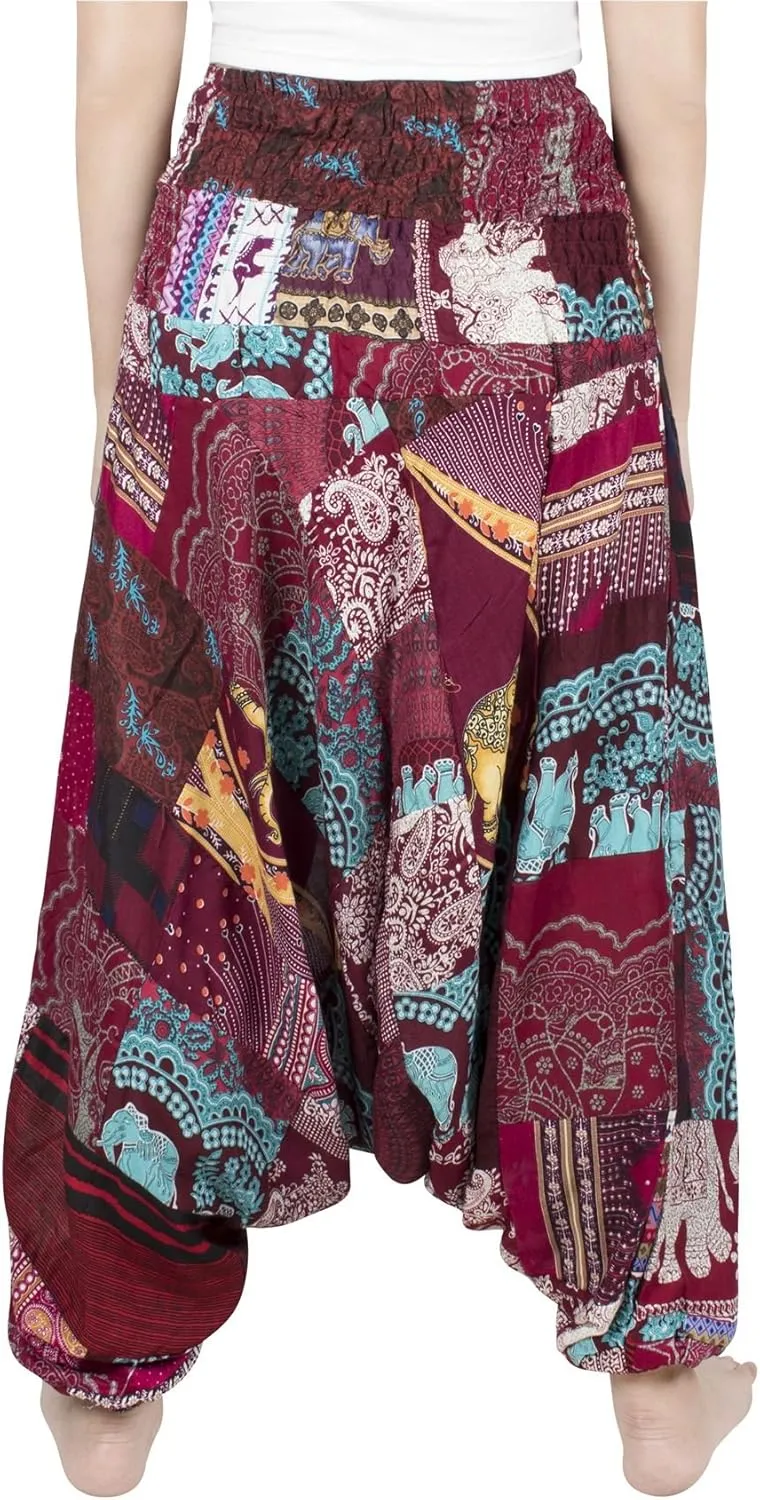LOFBAZ Harem Yoga Pants for Women Patchwork Boho Hippie Bohemian Aladdin Unisex