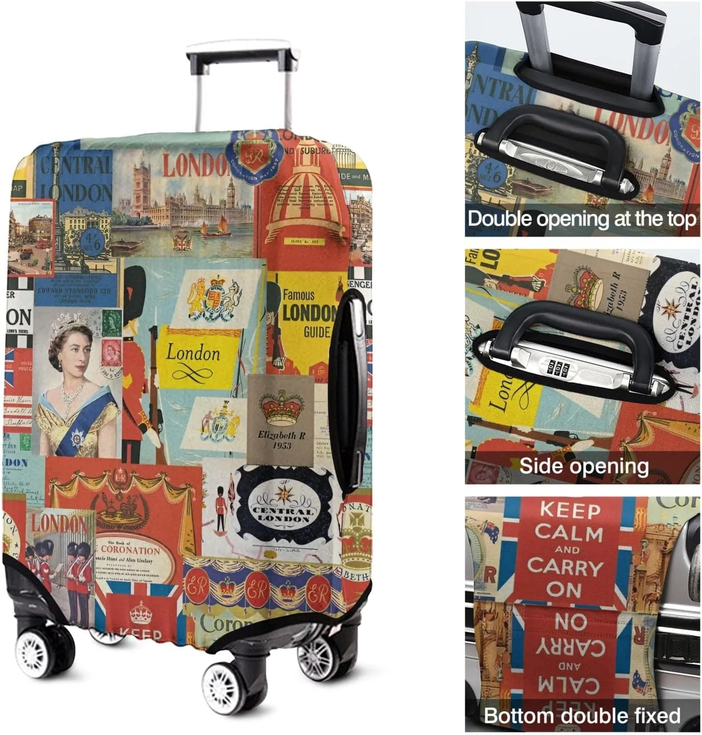London queen Luggage Protective Cover Royal london pattern Suitcase Cover Fit 22-24 Inch Luggage