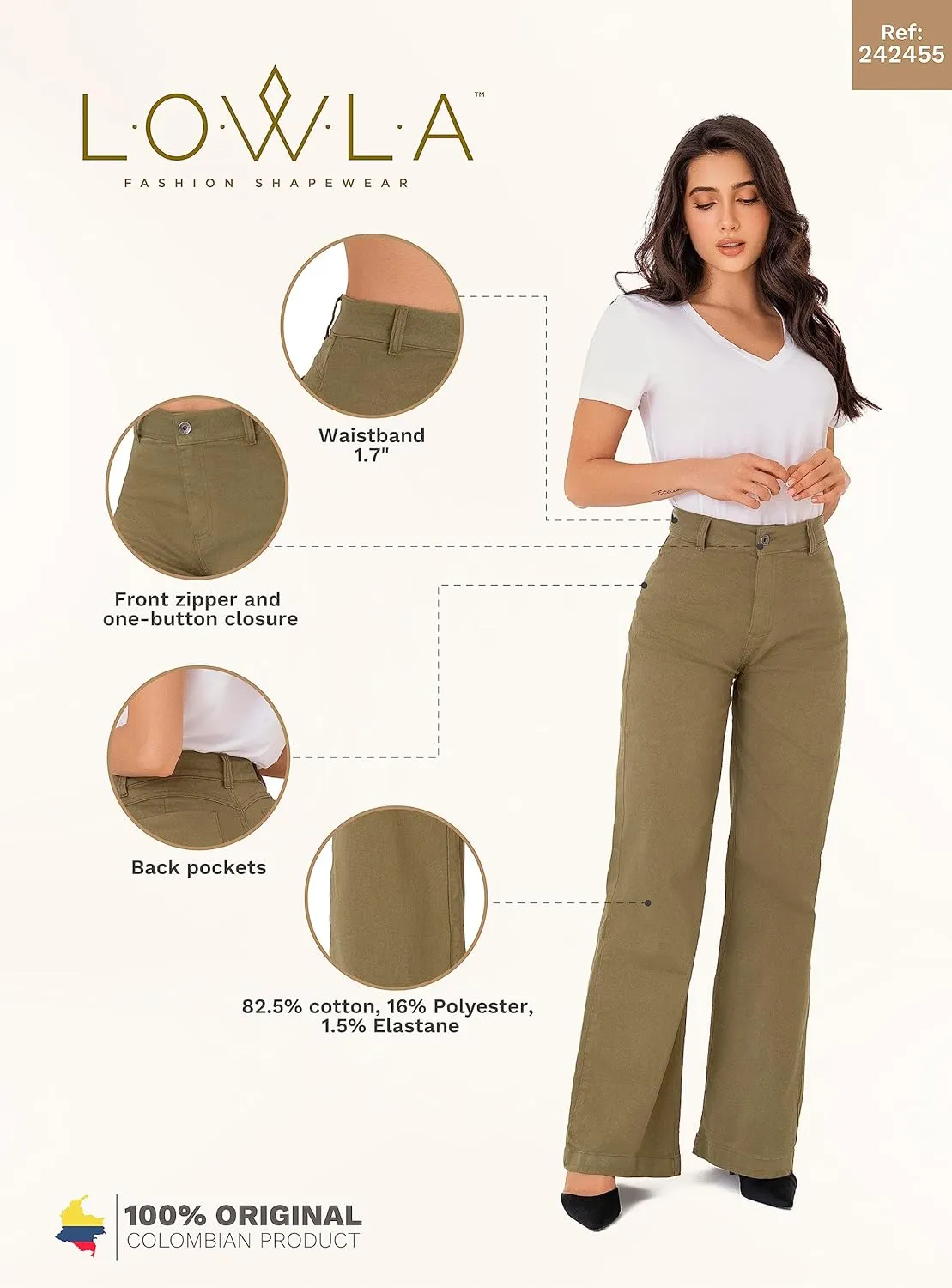 LOWLA Colombian Butt Lift Jeans for Women Pantalones Colombianos Levanta Cola
