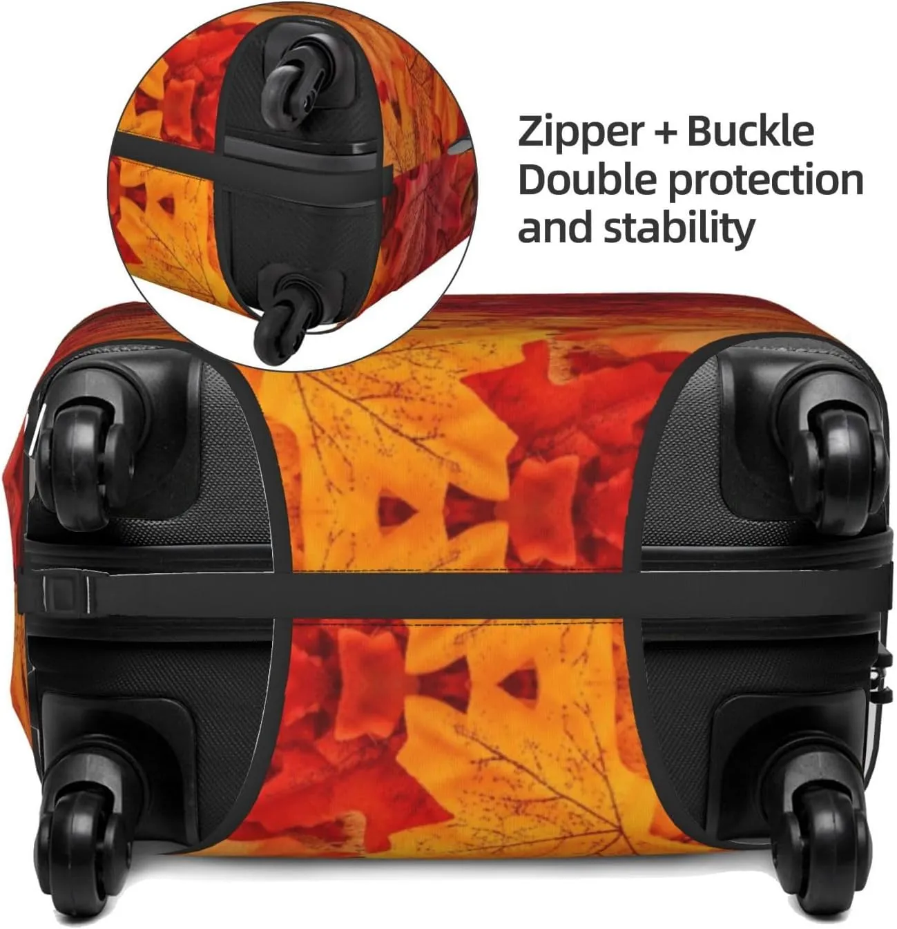 Luggage Cover Elastic Suitcase Cover Protector Washable Covers Fit 18-32 Inch Luggage-Autumn Leaf
