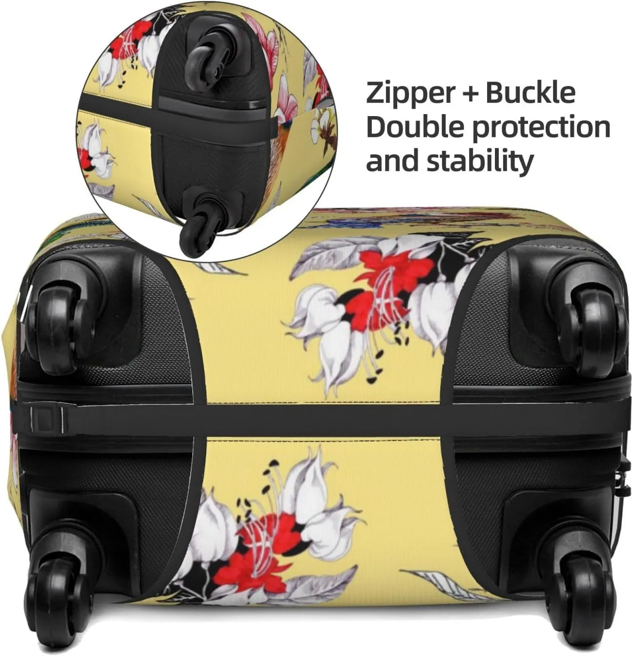 Luggage Cover Elastic Suitcase Cover Protector Washable Covers Fit 18-32 Inch Luggage-Beautiful Bright Birds And Flowers