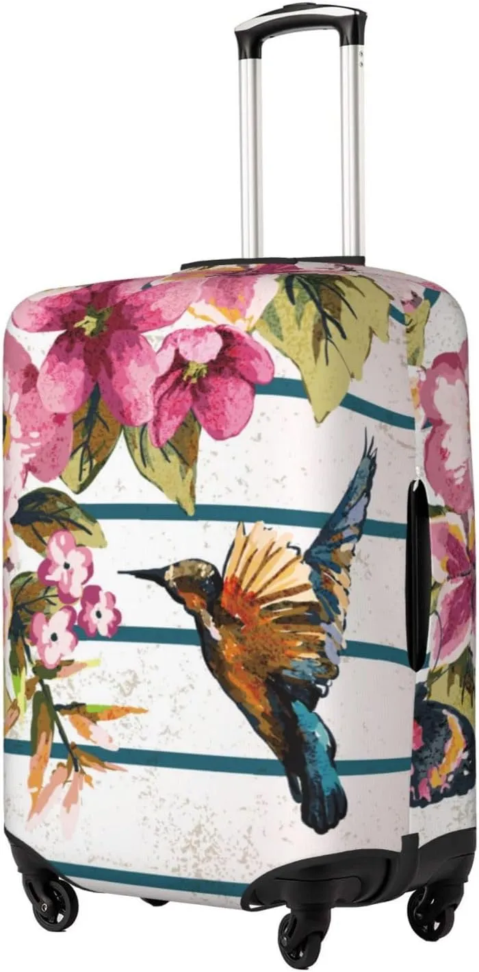 Luggage Cover Elastic Suitcase Cover Protector Washable Covers Fit 18-32 Inch Luggage-Bird And Floral