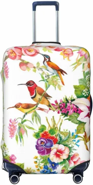 Luggage Cover Elastic Suitcase Cover Protector Washable Covers Fit 18-32 Inch Luggage-Birds And Flowers