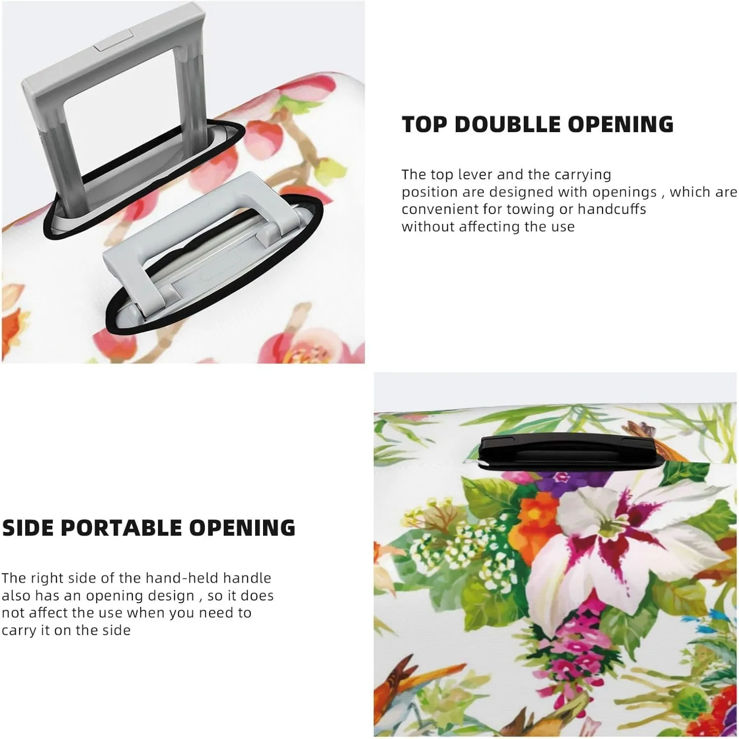 Luggage Cover Elastic Suitcase Cover Protector Washable Covers Fit 18-32 Inch Luggage-Birds And Flowers