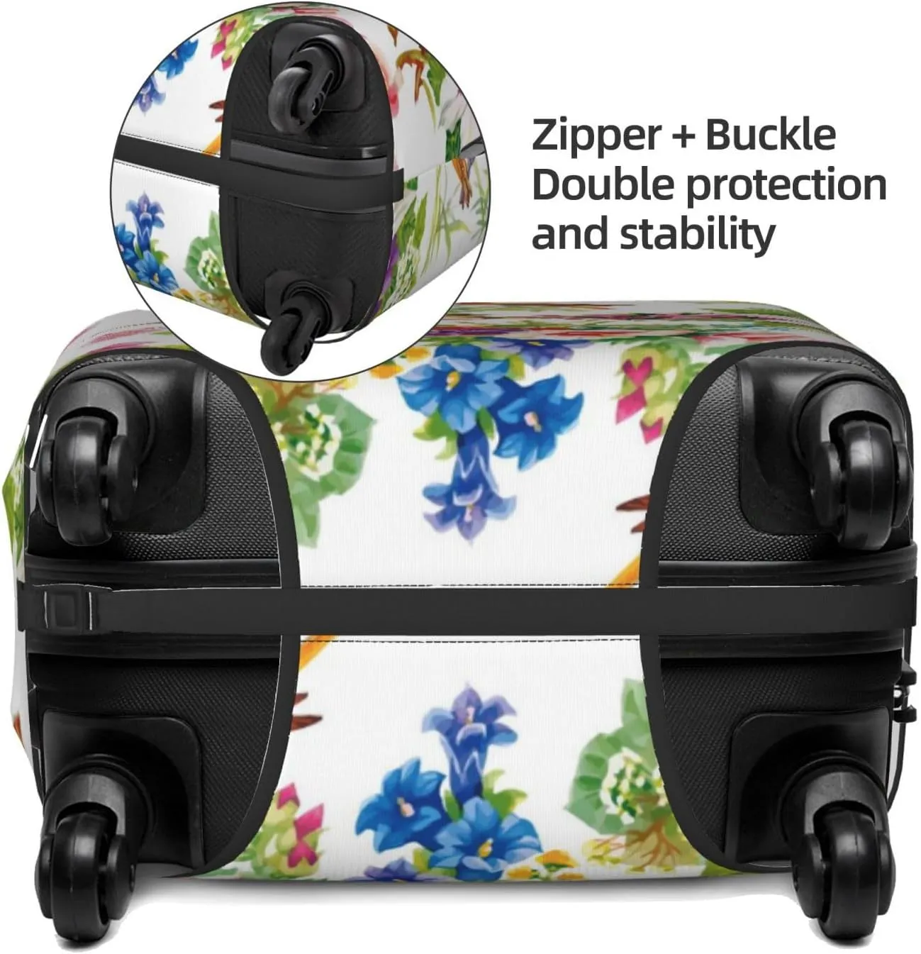 Luggage Cover Elastic Suitcase Cover Protector Washable Covers Fit 18-32 Inch Luggage-Birds And Flowers