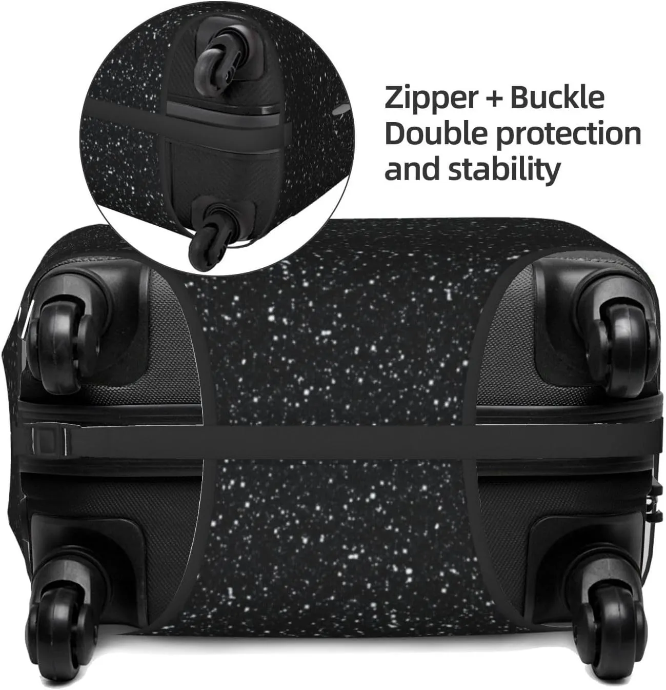 Luggage Cover Elastic Suitcase Cover Protector Washable Covers Fit 18-32 Inch Luggage-Black Glitter