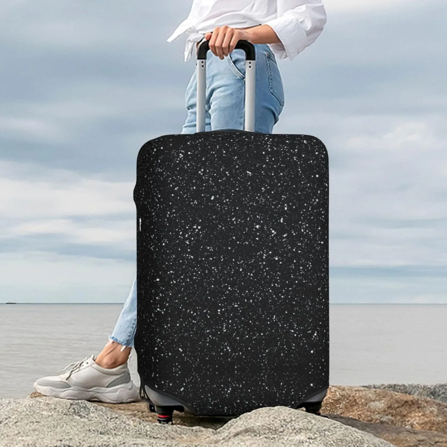 Luggage Cover Elastic Suitcase Cover Protector Washable Covers Fit 18-32 Inch Luggage-Black Glitter