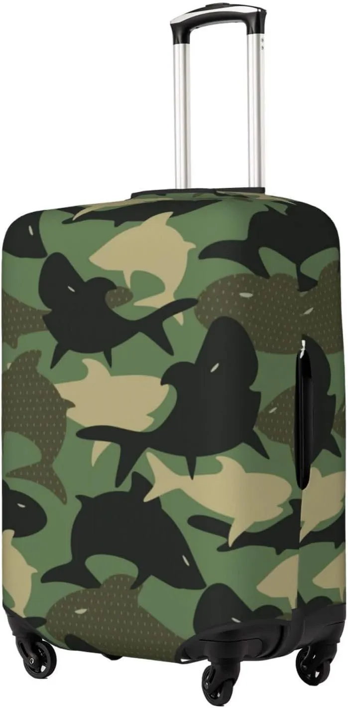 Luggage Cover Elastic Suitcase Cover Protector Washable Covers Fit 18-32 Inch Luggage-Camouflage Shark