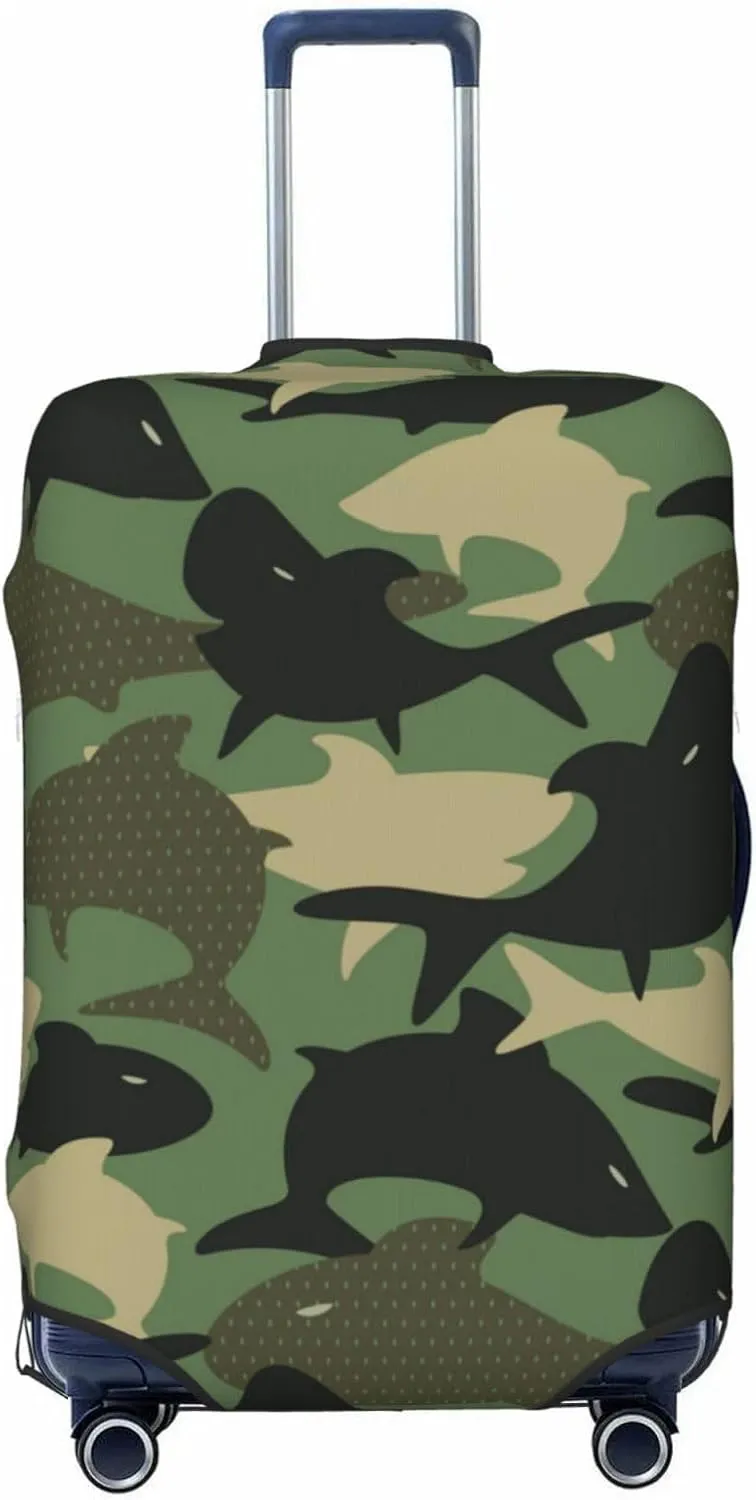 Luggage Cover Elastic Suitcase Cover Protector Washable Covers Fit 18-32 Inch Luggage-Camouflage Shark