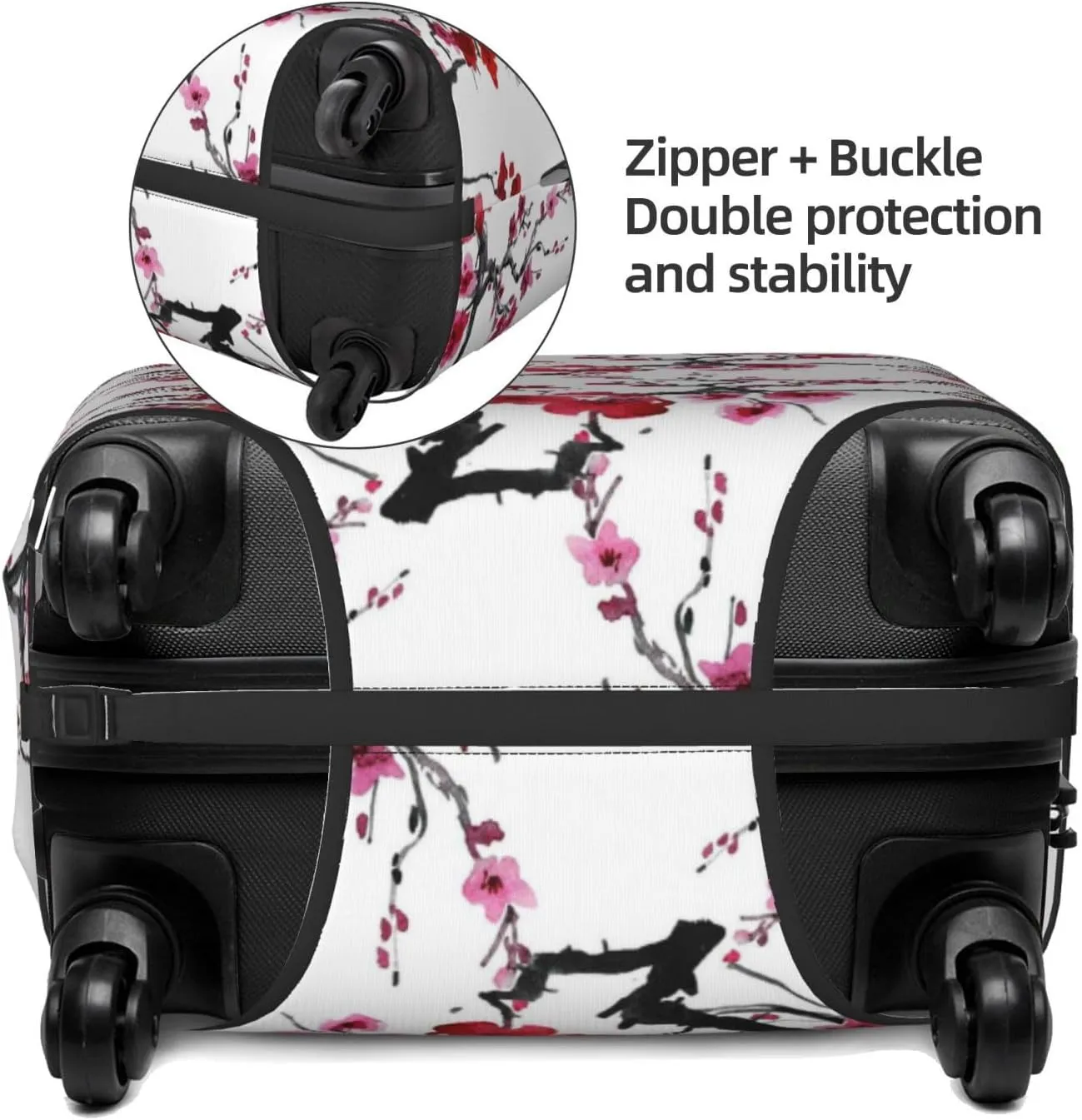 Luggage Cover Elastic Suitcase Cover Protector Washable Covers Fit 18-32 Inch Luggage-Cherry Blossoms