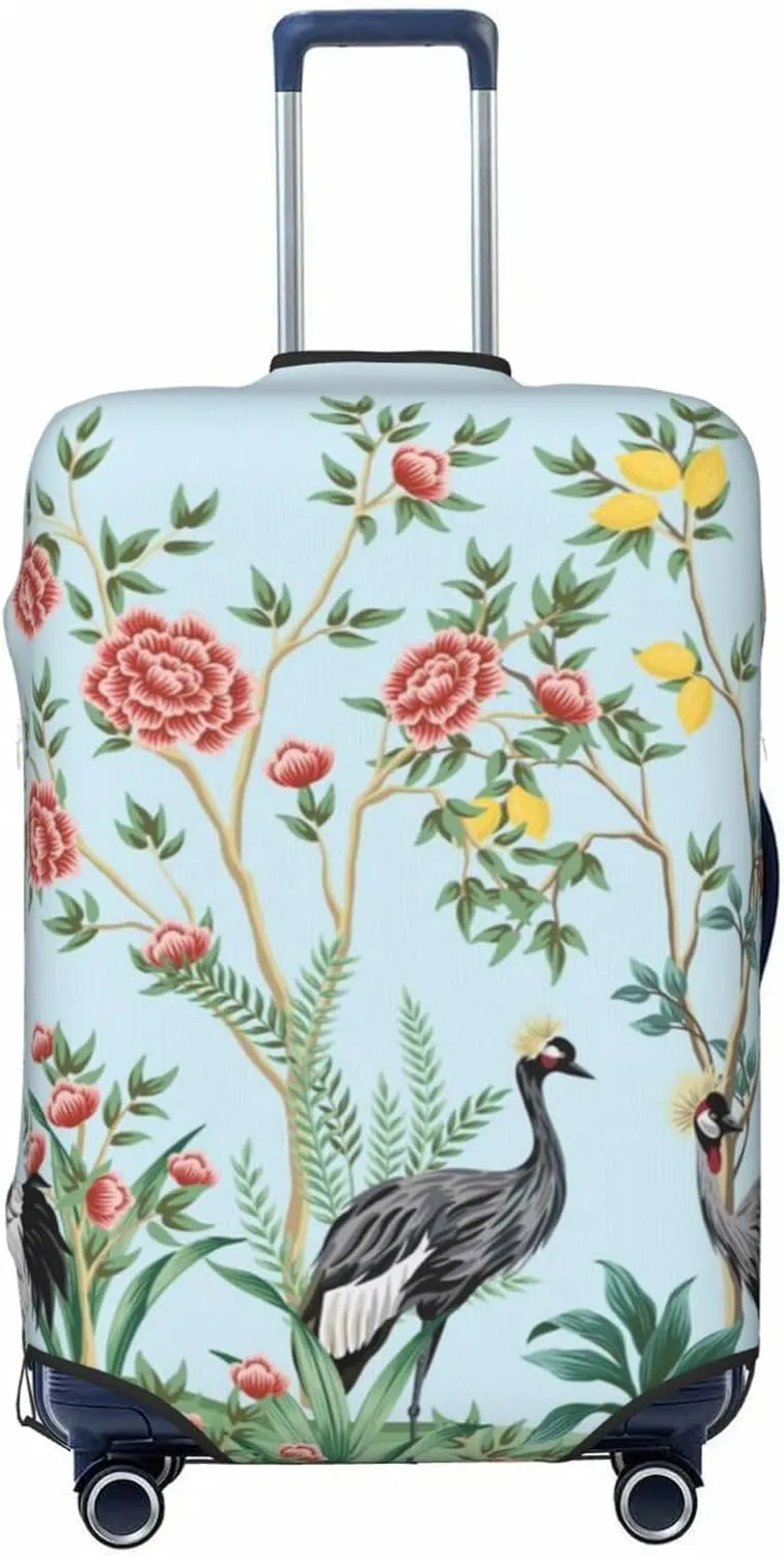 Luggage Cover Elastic Suitcase Cover Protector Washable Covers Fit 18-32 Inch Luggage-Chinoiserie Floral Palm Tree