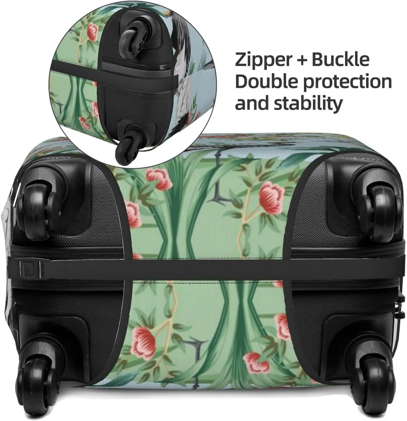 Luggage Cover Elastic Suitcase Cover Protector Washable Covers Fit 18-32 Inch Luggage-Chinoiserie Floral Palm Tree