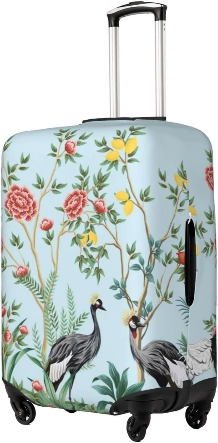 Luggage Cover Elastic Suitcase Cover Protector Washable Covers Fit 18-32 Inch Luggage-Chinoiserie Floral Palm Tree