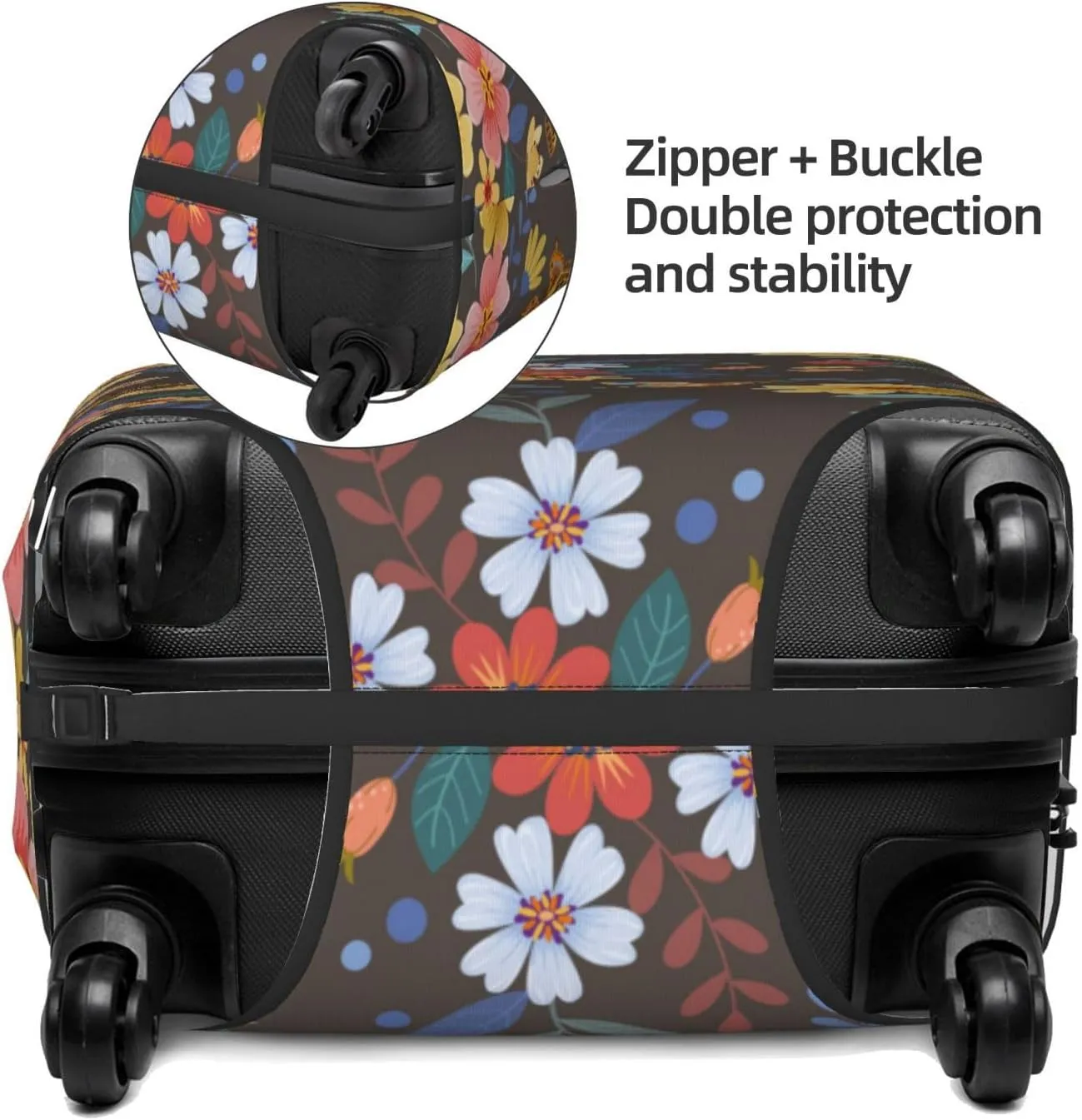 Luggage Cover Elastic Suitcase Cover Protector Washable Covers Fit 18-32 Inch Luggage-Colorful Flowers With Butterfly