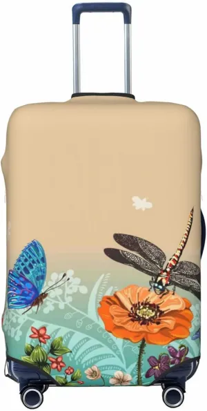 Luggage Cover Elastic Suitcase Cover Protector Washable Covers Fit 18-32 Inch Luggage-Colorful Plants And Insects