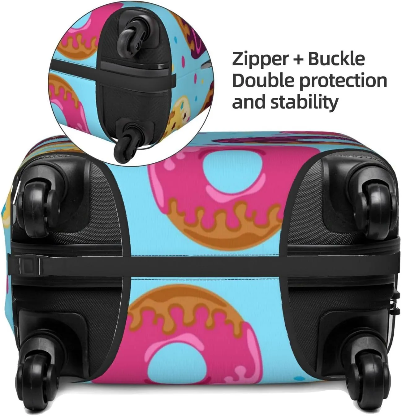Luggage Cover Elastic Suitcase Cover Protector Washable Covers Fit 18-32 Inch Luggage-Donuts