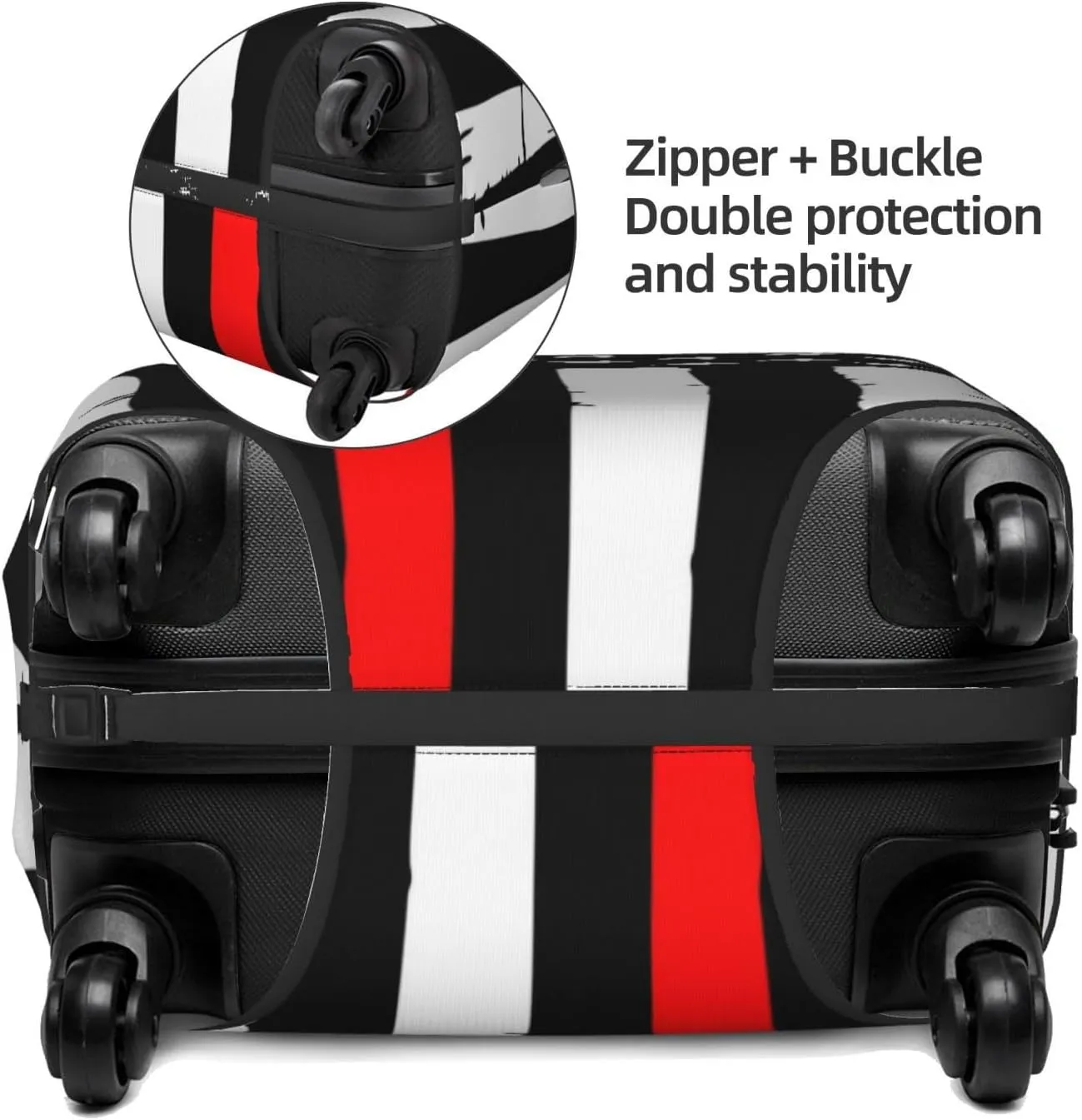 Luggage Cover Elastic Suitcase Cover Protector Washable Covers Fit 18-32 Inch Luggage-Firefighters Usa Flag Black And White Flag With Red Axe Fireman Gift
