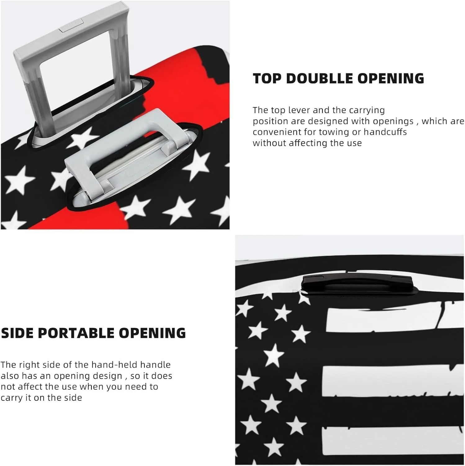 Luggage Cover Elastic Suitcase Cover Protector Washable Covers Fit 18-32 Inch Luggage-Firefighters Usa Flag Black And White Flag With Red Axe Fireman Gift