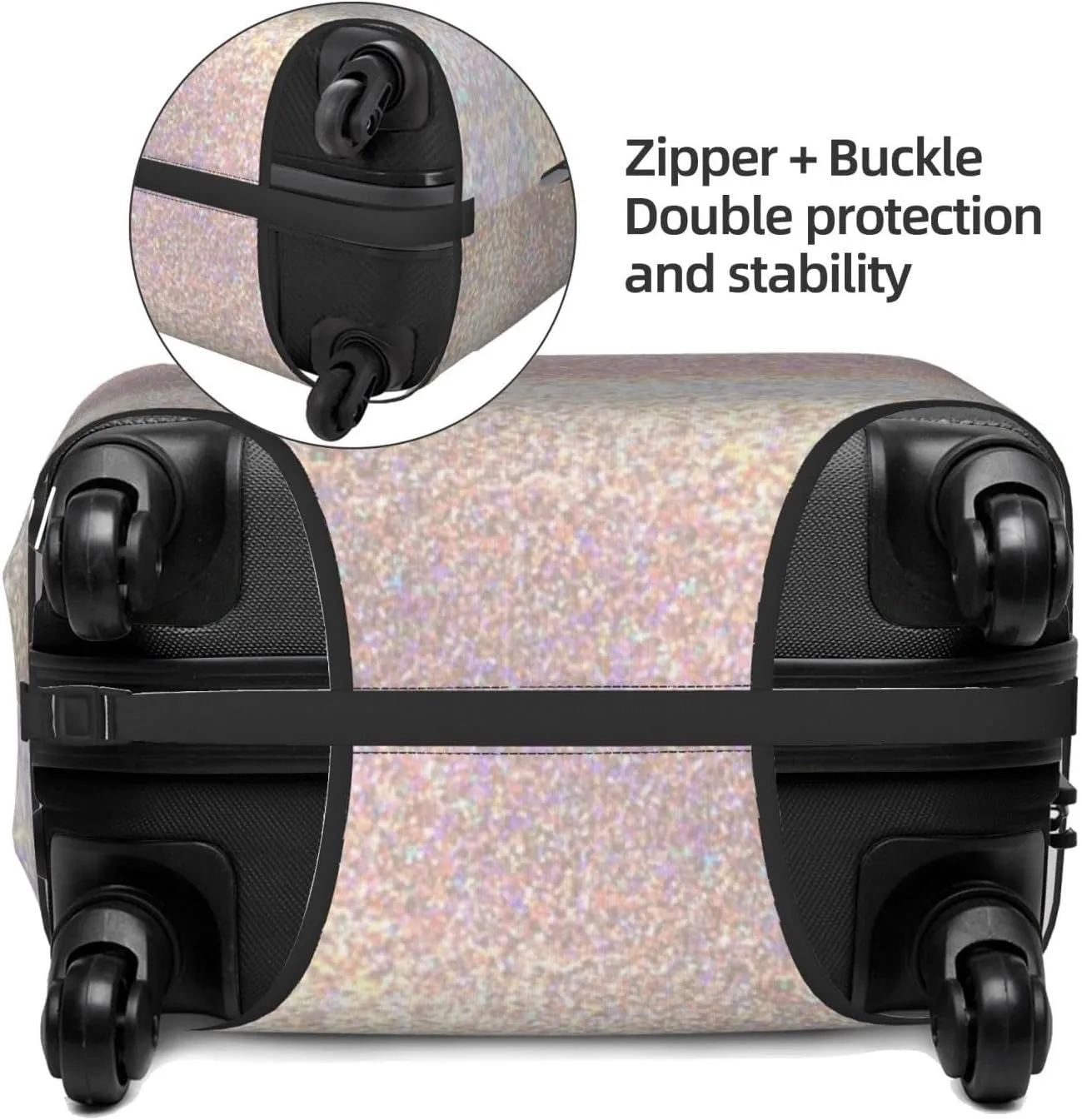 Luggage Cover Elastic Suitcase Cover Protector Washable Covers Fit 18-32 Inch Luggage-Glitter Light Pearl