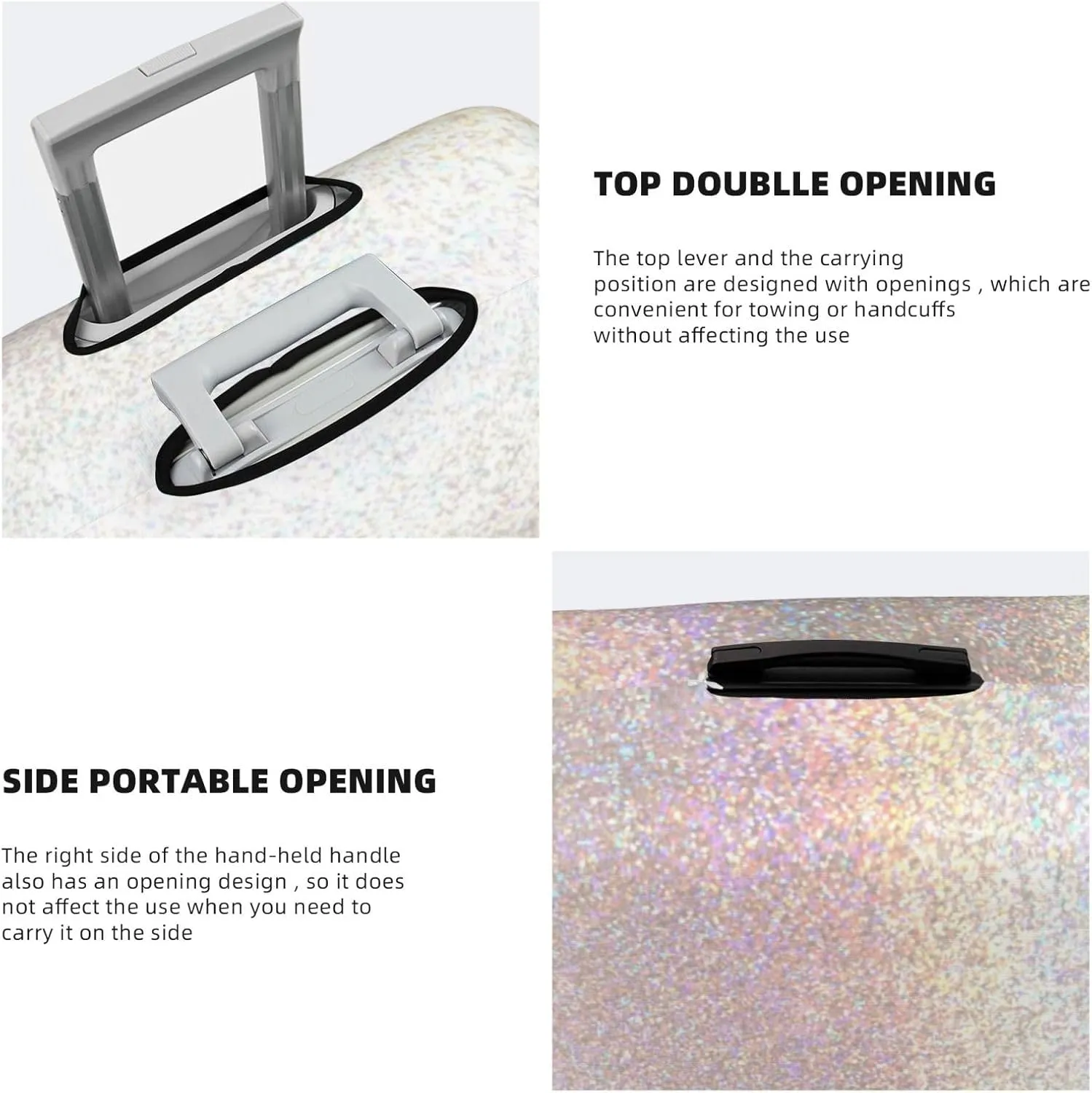 Luggage Cover Elastic Suitcase Cover Protector Washable Covers Fit 18-32 Inch Luggage-Glitter Light Pearl