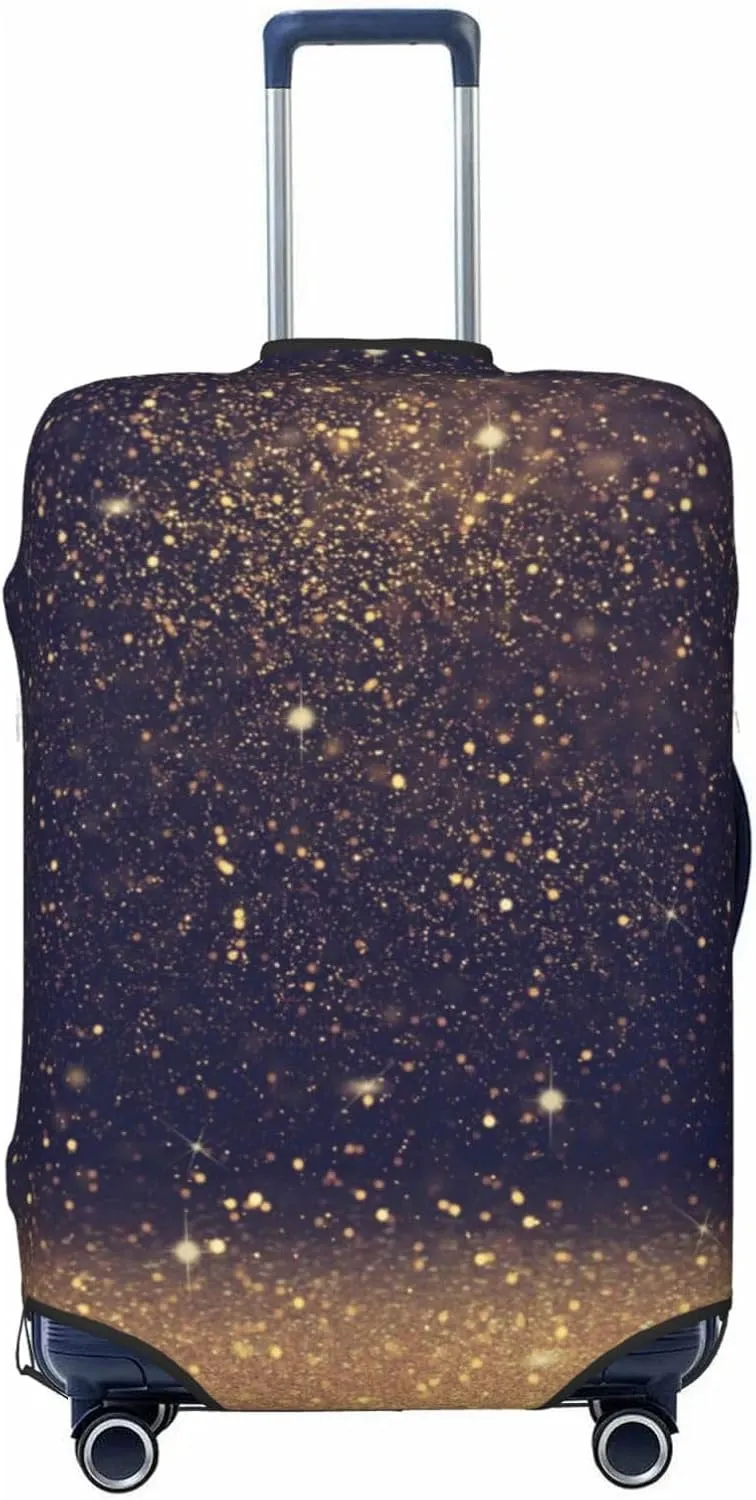 Luggage Cover Elastic Suitcase Cover Protector Washable Covers Fit 18-32 Inch Luggage-Gold Black Glitter