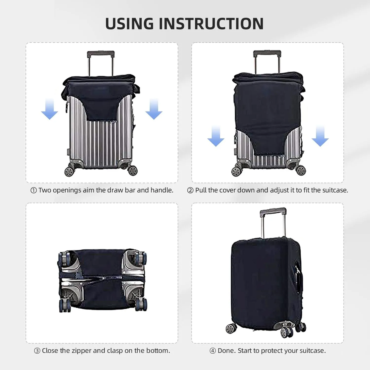 Luggage Cover Elastic Suitcase Cover Protector Washable Covers Fit 18-32 Inch Luggage-Gold Black Glitter