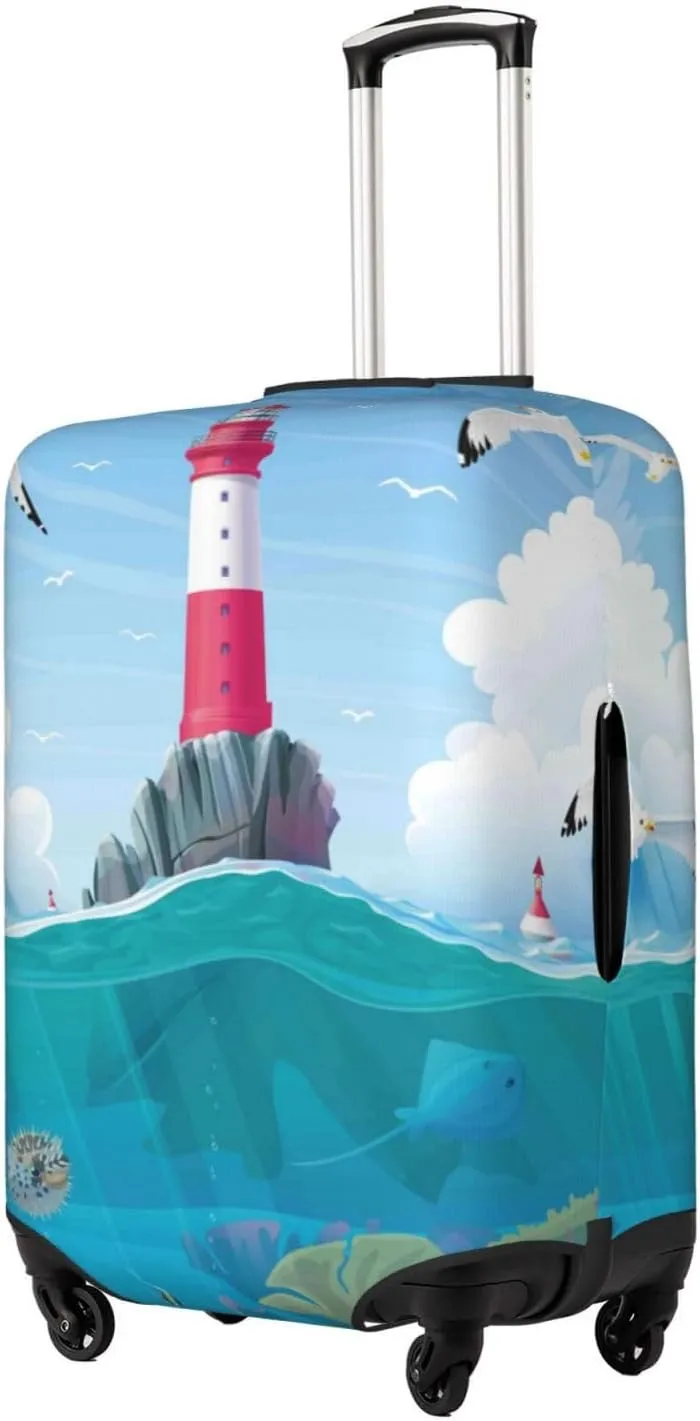 Luggage Cover Elastic Suitcase Cover Protector Washable Covers Fit 18-32 Inch Luggage-Lighthouse Sea Port