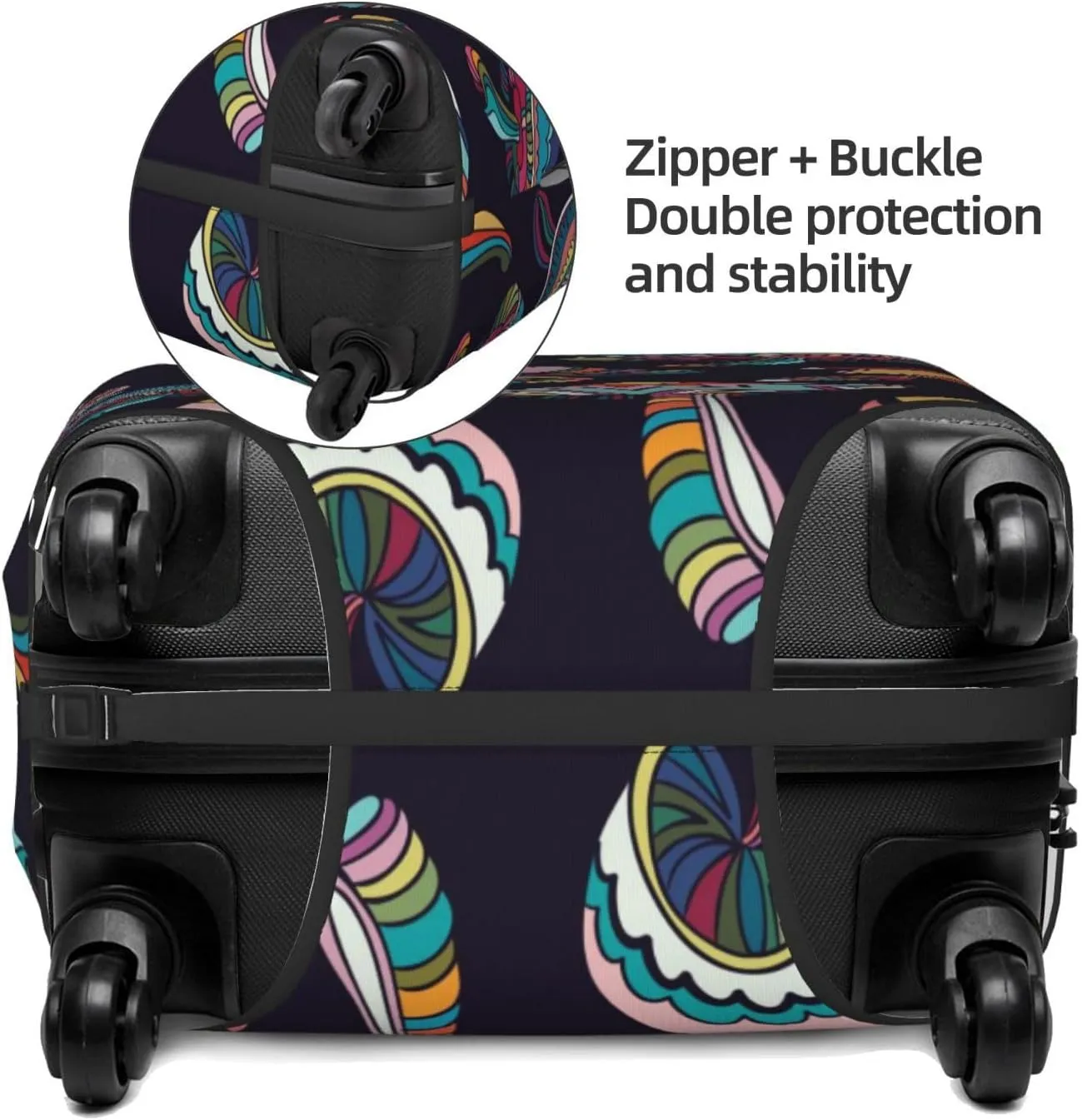 Luggage Cover Elastic Suitcase Cover Protector Washable Covers Fit 18-32 Inch Luggage-Mushroom Doodle