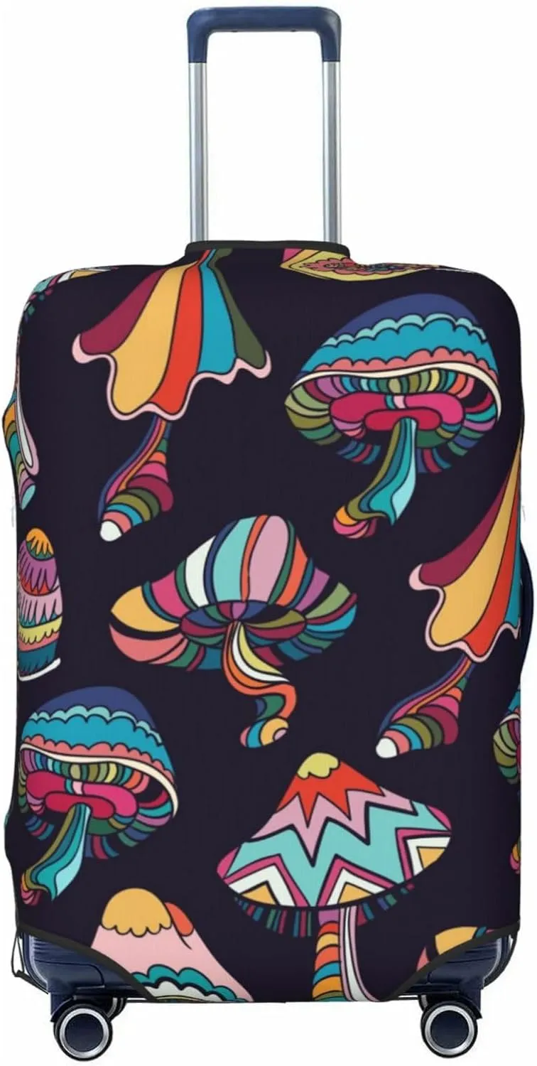 Luggage Cover Elastic Suitcase Cover Protector Washable Covers Fit 18-32 Inch Luggage-Mushroom Doodle