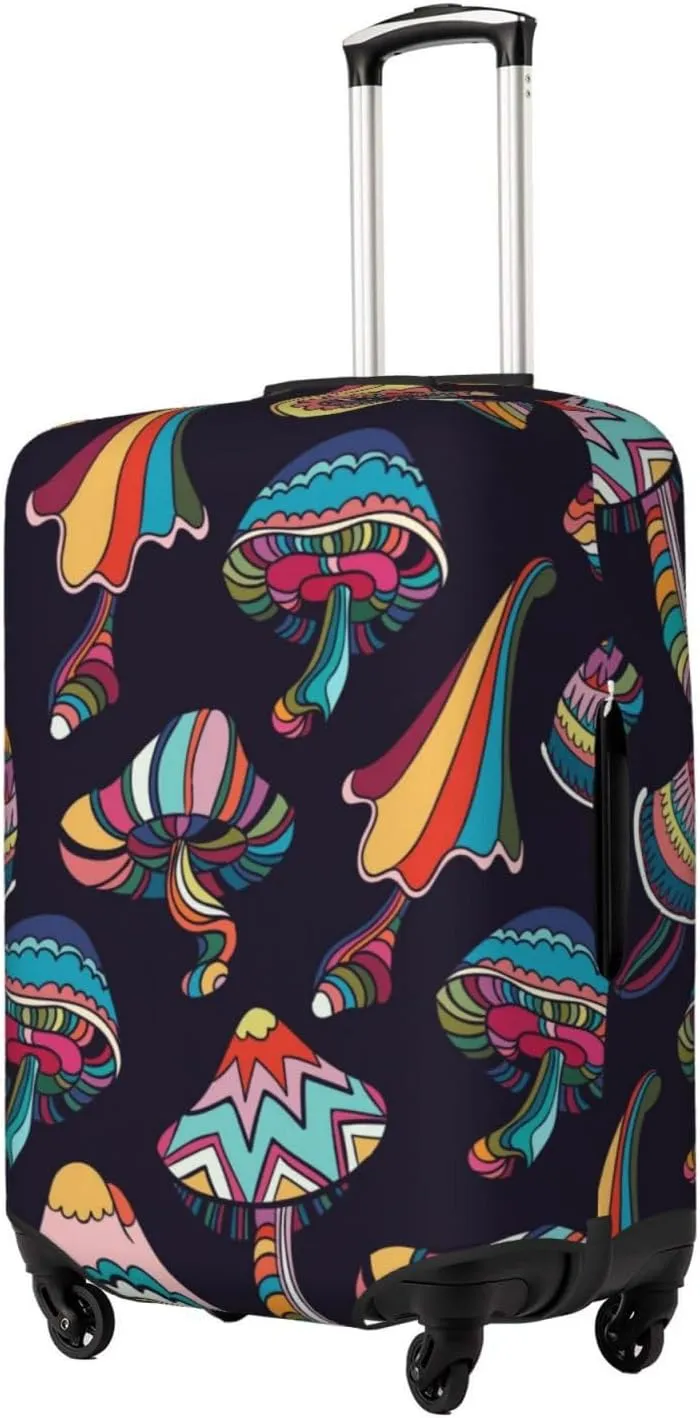 Luggage Cover Elastic Suitcase Cover Protector Washable Covers Fit 18-32 Inch Luggage-Mushroom Doodle