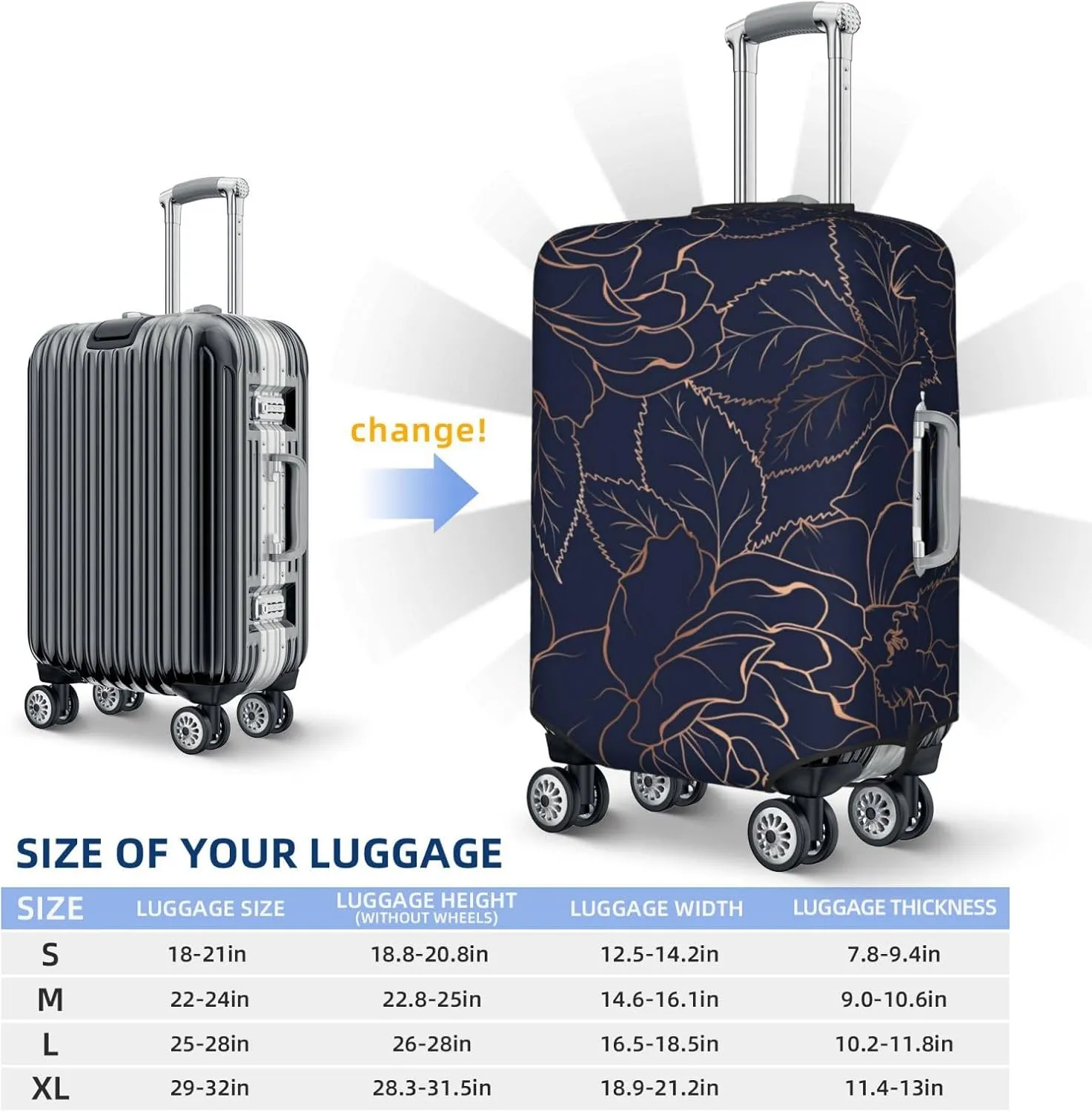 Luggage Cover Elastic Suitcase Cover Protector Washable Covers Fit 18-32 Inch Luggage-Navy Dark Blue