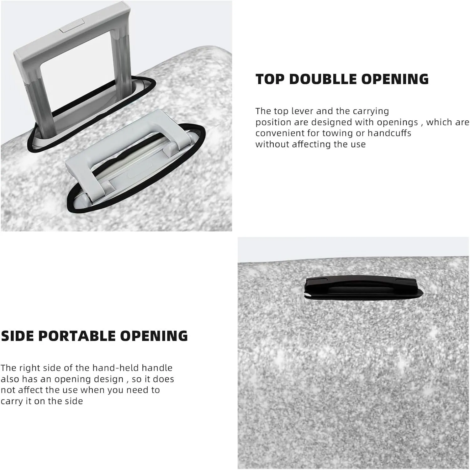 Luggage Cover Elastic Suitcase Cover Protector Washable Covers Fit 18-32 Inch Luggage-Silver Glitter