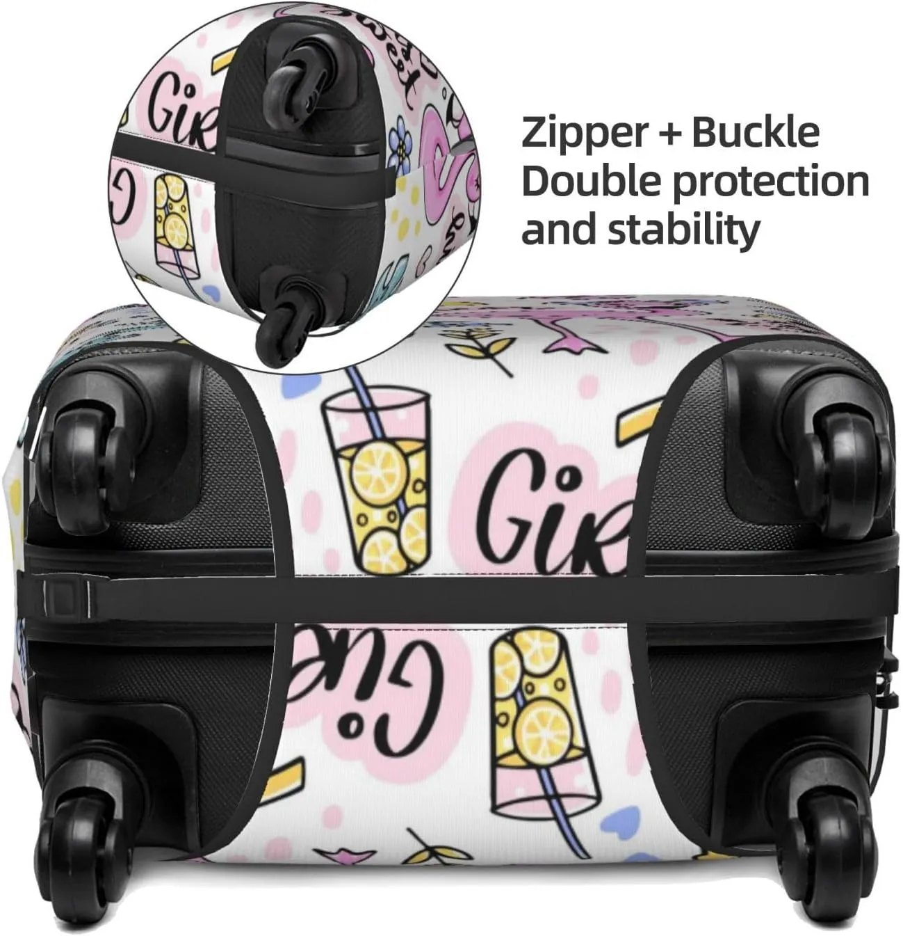 Luggage Cover Elastic Suitcase Cover Protector Washable Covers Fit 18-32 Inch Luggage-Summer With Flamingo