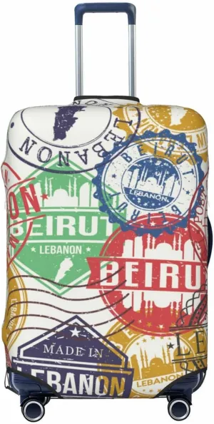 Luggage Cover Elastic Suitcase Cover Protector Washable Covers Fit 18-32 Inch Luggage-Travel Stamp