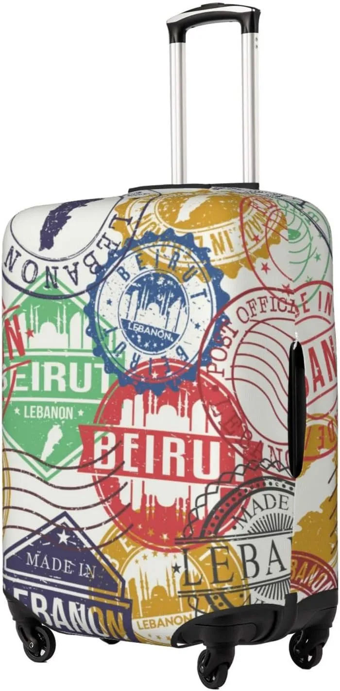 Luggage Cover Elastic Suitcase Cover Protector Washable Covers Fit 18-32 Inch Luggage-Travel Stamp