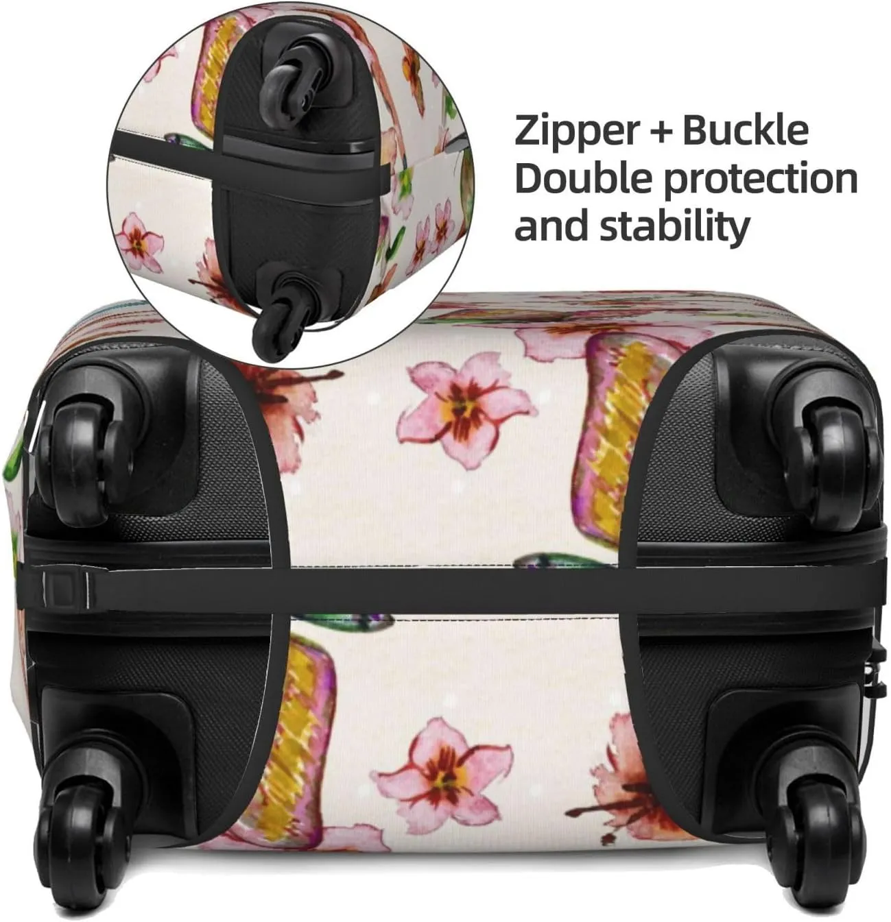Luggage Cover Elastic Suitcase Cover Protector Washable Covers Fit 18-32 Inch Luggage-Watercolor Floral With Butterflies