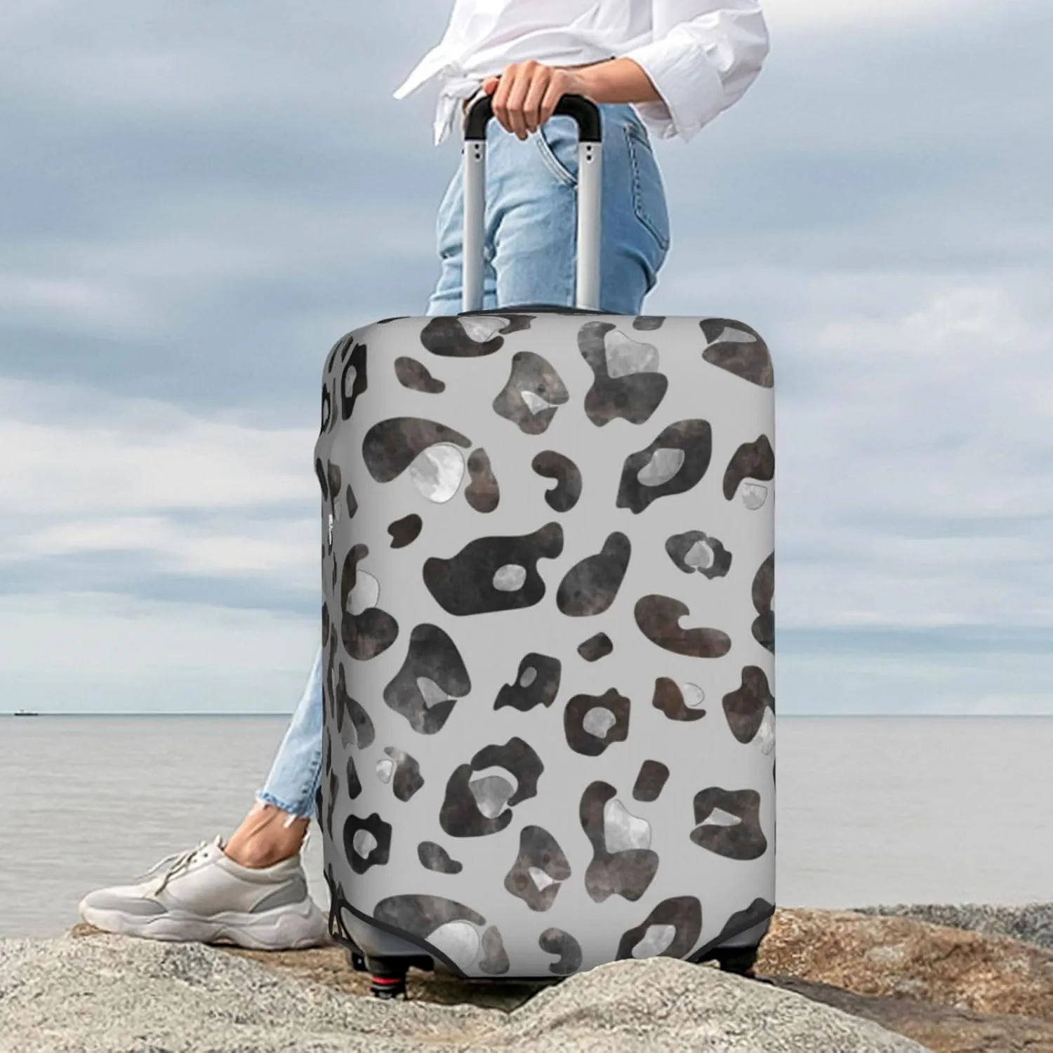 Luggage Cover Elastic Suitcase Cover Protector Washable Covers Fit 18-32 Inch Luggage-Wild Animal Leopard Print