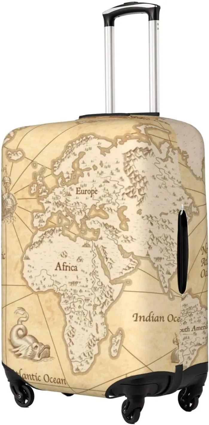 Luggage Cover Elastic Suitcase Cover Protector Washable Covers Fit 18-32 Inch Luggage-World Map (2)