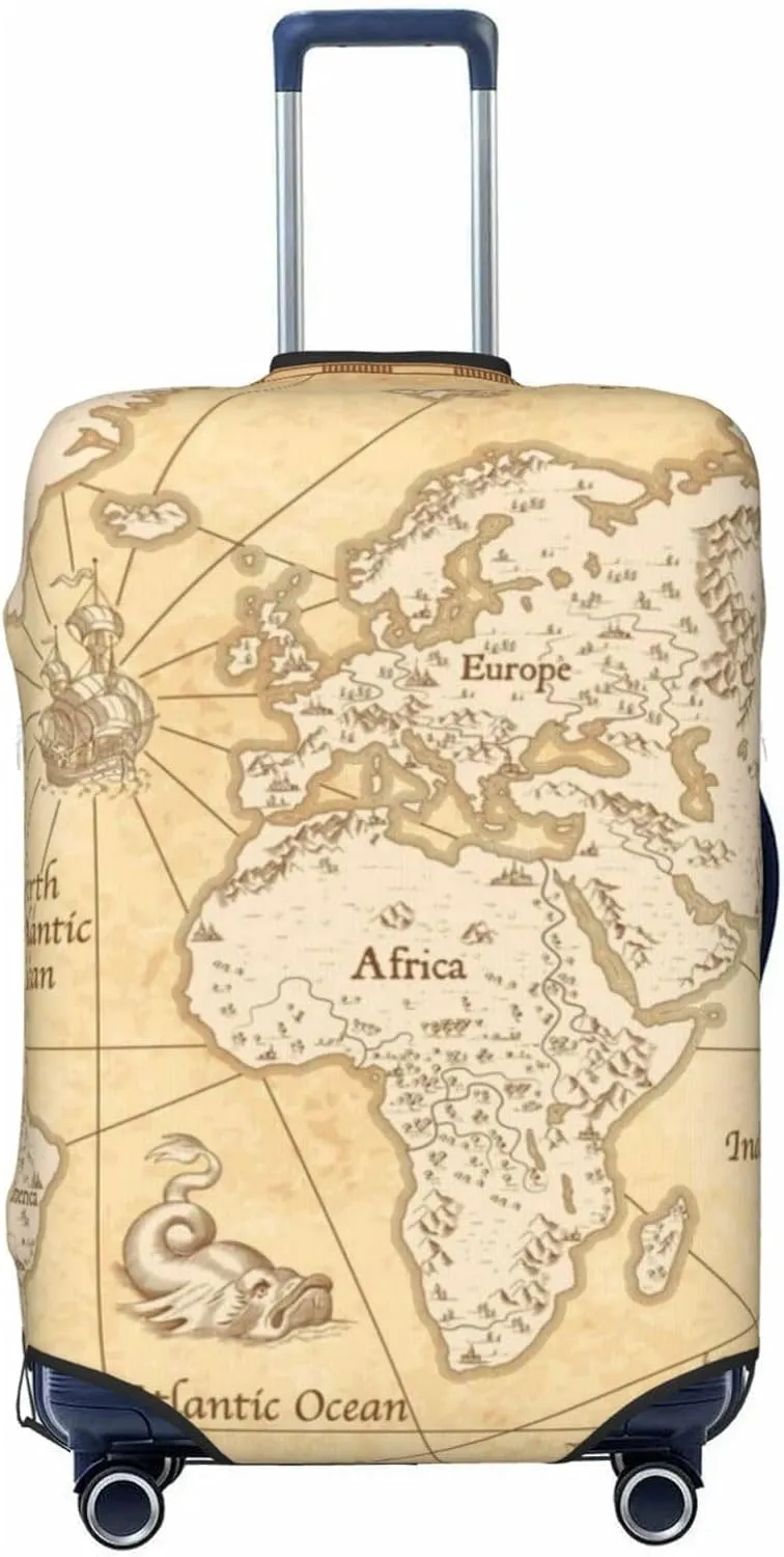 Luggage Cover Elastic Suitcase Cover Protector Washable Covers Fit 18-32 Inch Luggage-World Map (2)