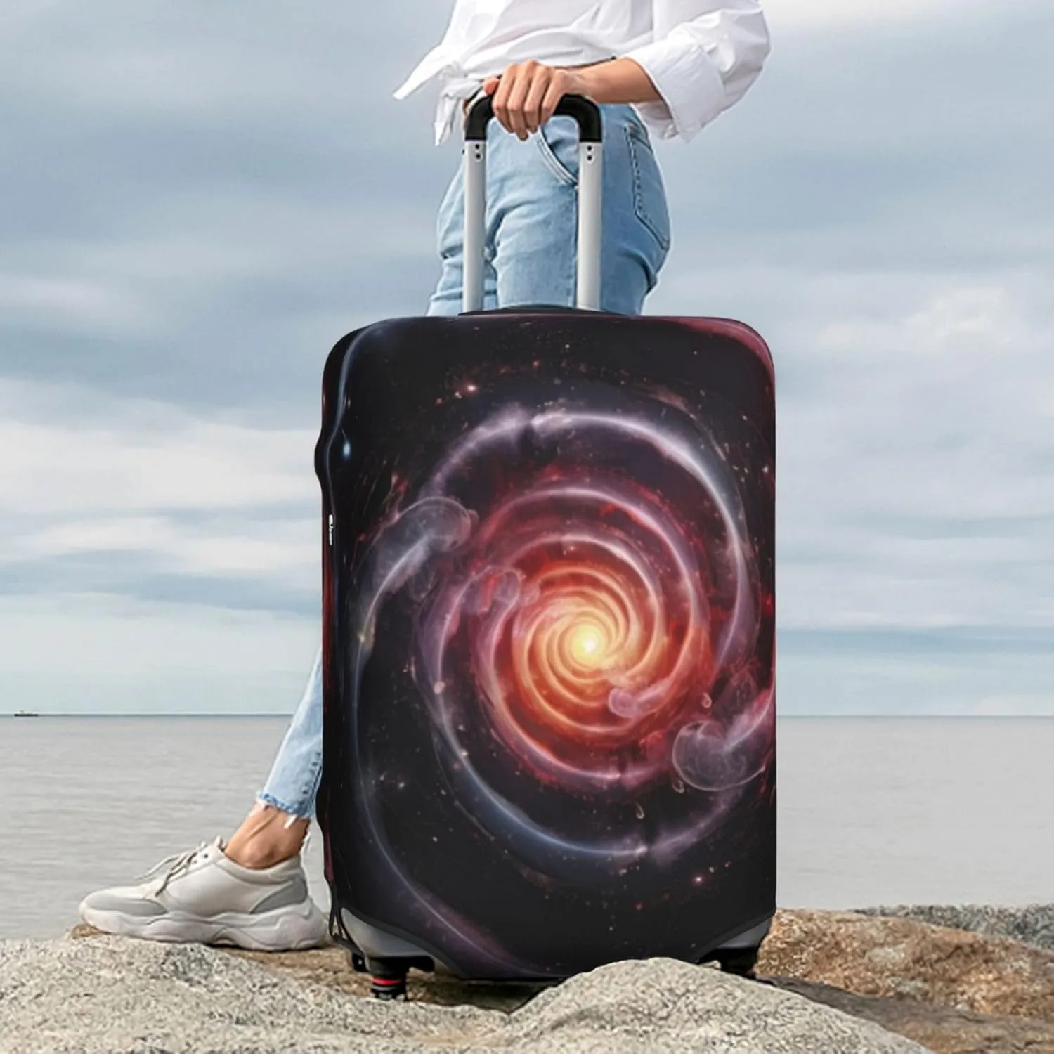 Luggage Cover Fits 18-32 Inch Suitcase, Washable Elastic Suitcase Cover Protector with Concealed Zipper for Wheeled Suitcase Travel Accessories LC110