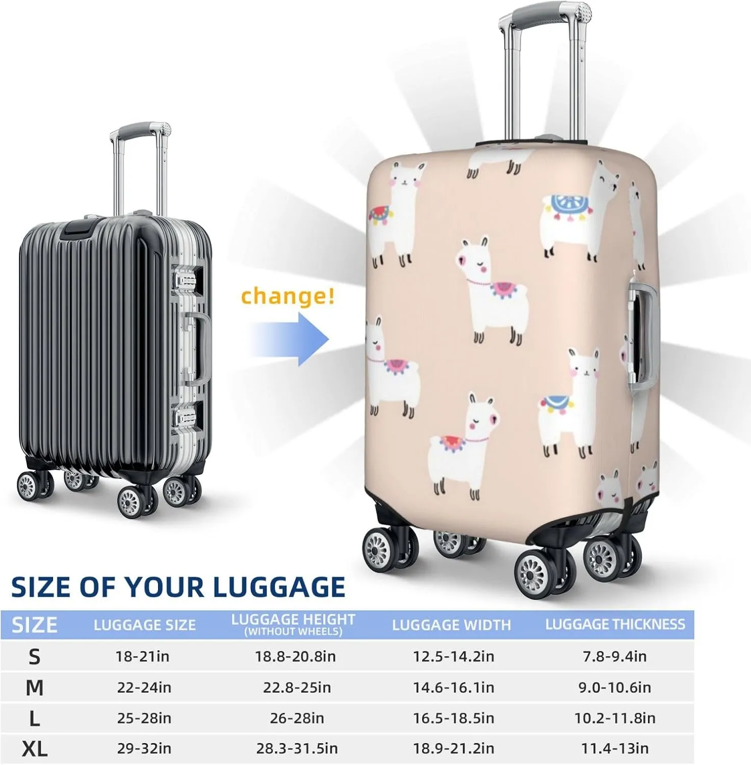 Luggage Cover Fits 18-32 Inch Suitcase, Washable Elastic Suitcase Cover Protector with Concealed Zipper for Wheeled Suitcase Travel Accessories LC150