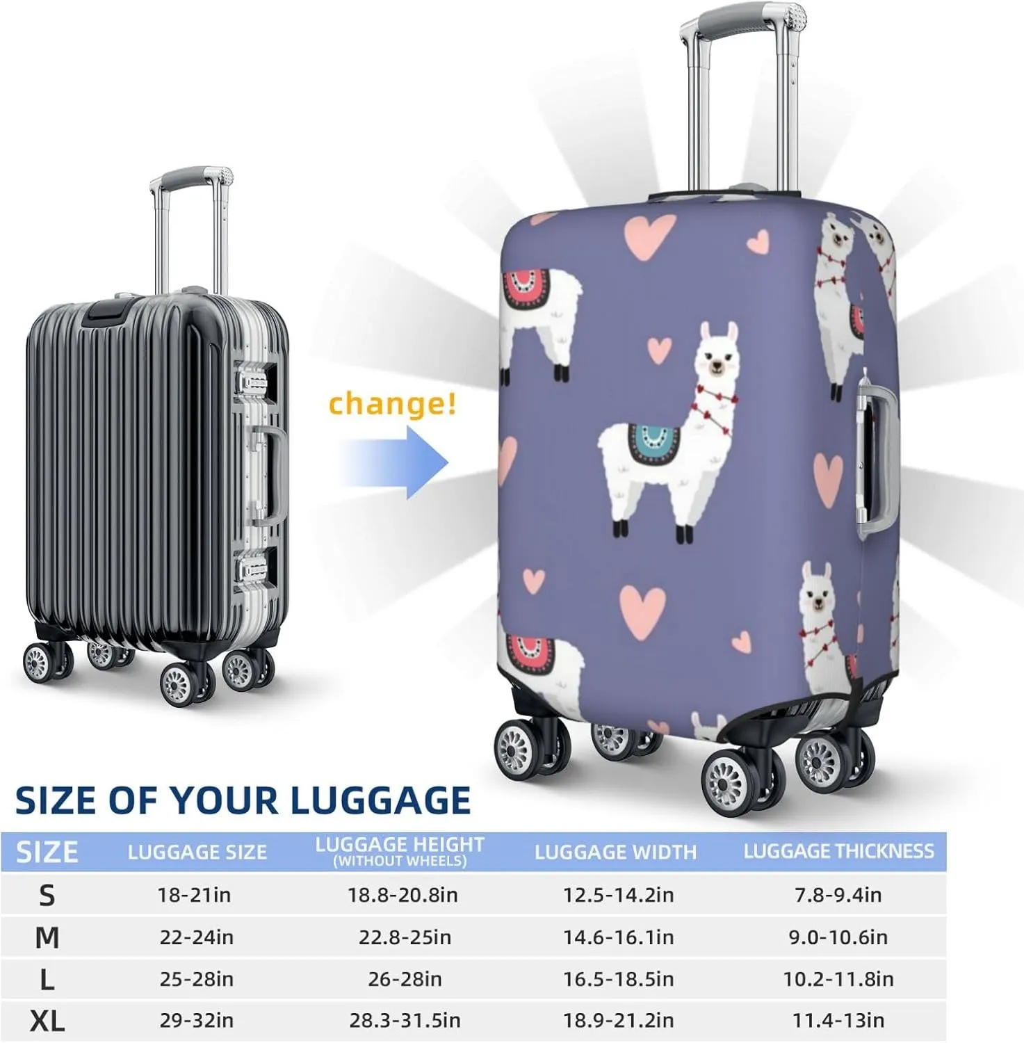 Luggage Cover Fits 18-32 Inch Suitcase, Washable Elastic Suitcase Cover Protector with Concealed Zipper for Wheeled Suitcase Travel Accessories LC154