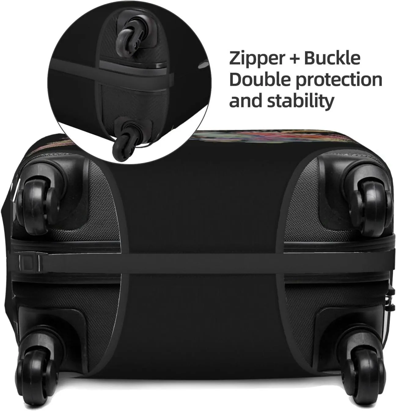 Luggage Cover Flower Butterfly Letter A Black Suitcase Protector fits 18-32inch Travel Suitcase Cover Dustproof Washable with Concealed Zipper for Wheeled Suitcase LC292