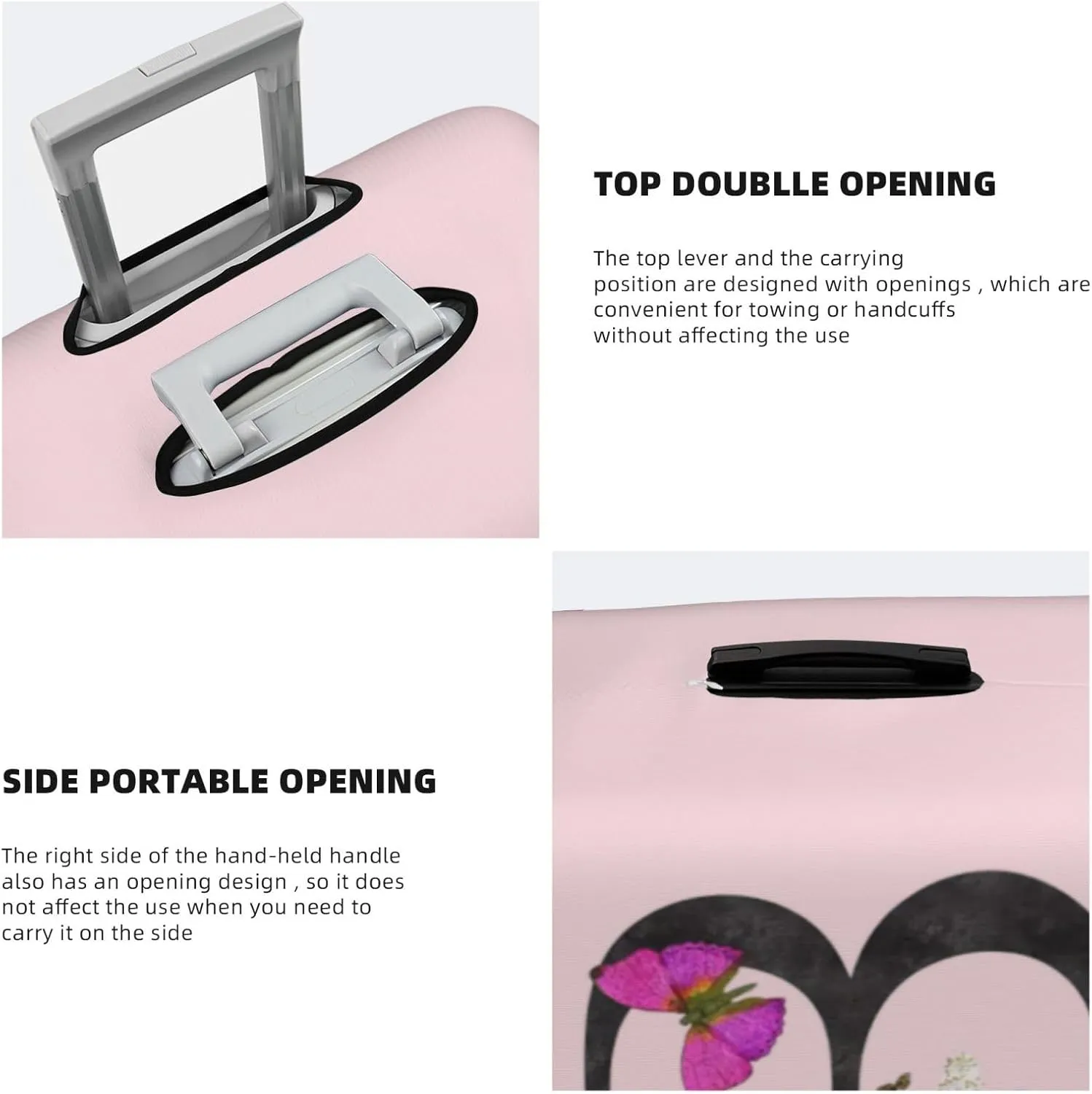 Luggage Cover Flower Butterfly Letter B Pink Suitcase Protector fits 18-32inch Travel Suitcase Cover Dustproof Washable with Concealed Zipper for Wheeled Suitcase LC906